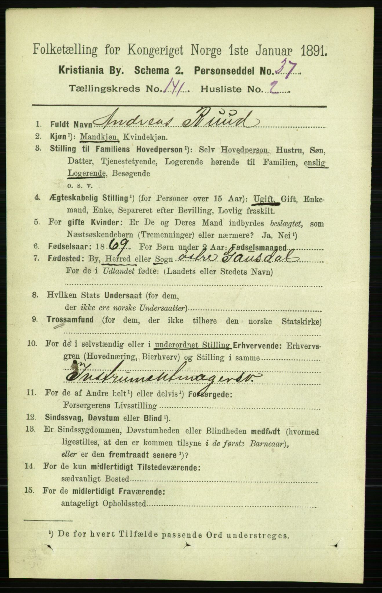 RA, 1891 census for 0301 Kristiania, 1891, p. 78033