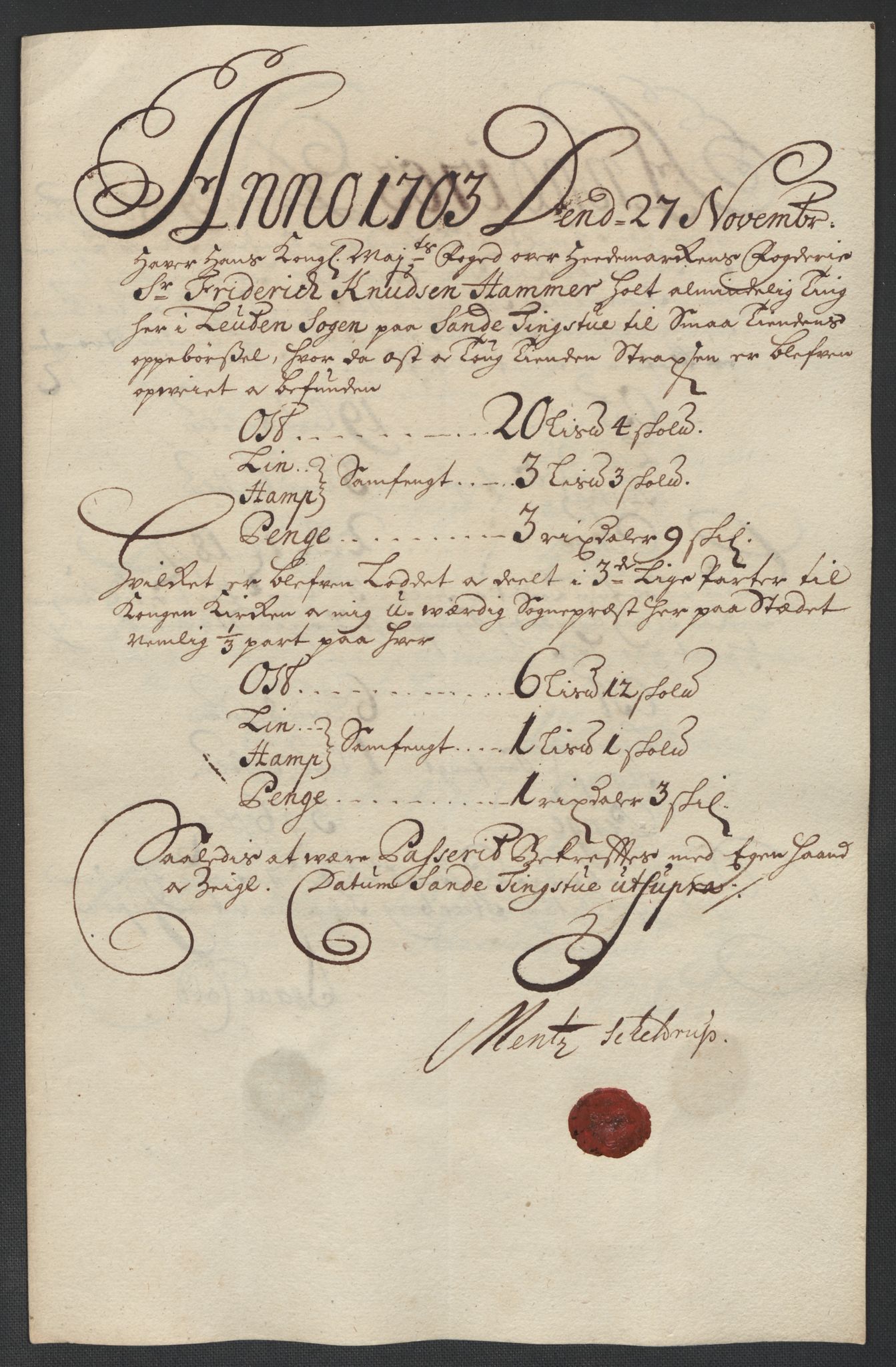 Rentekammeret inntil 1814, Reviderte regnskaper, Fogderegnskap, AV/RA-EA-4092/R16/L1041: Fogderegnskap Hedmark, 1703-1704, p. 72
