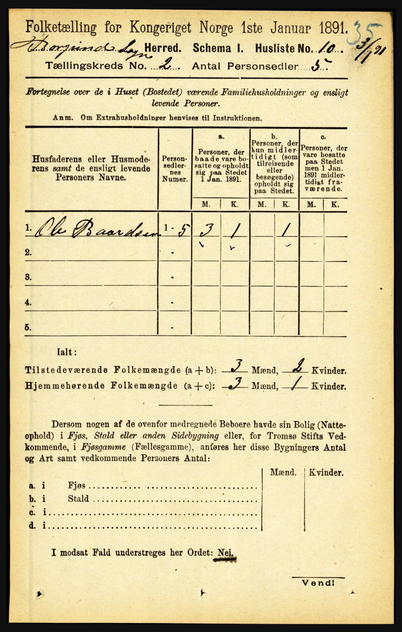 RA, 1891 census for 1423 Borgund, 1891, p. 271