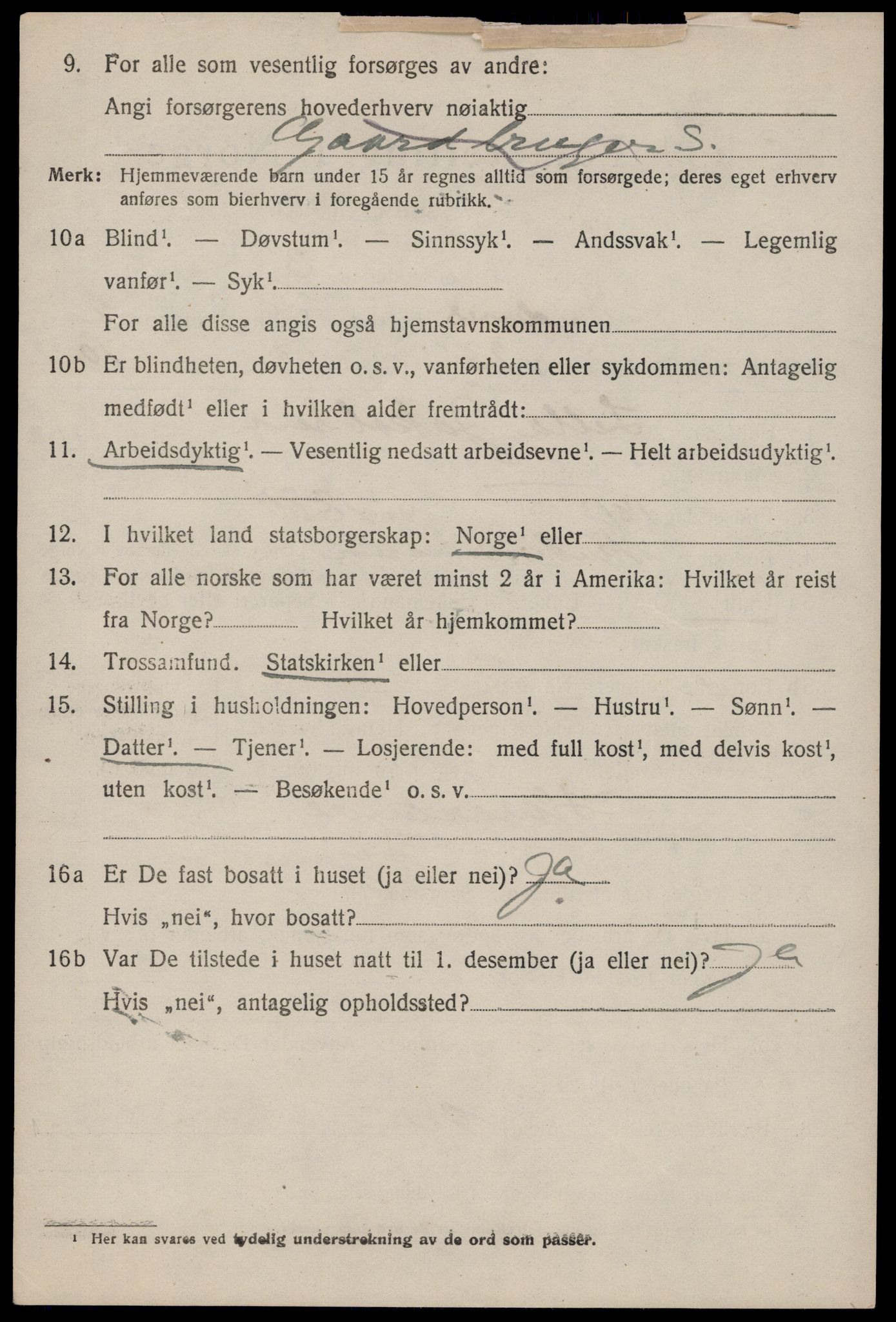 SAST, 1920 census for Skudenes, 1920, p. 2445