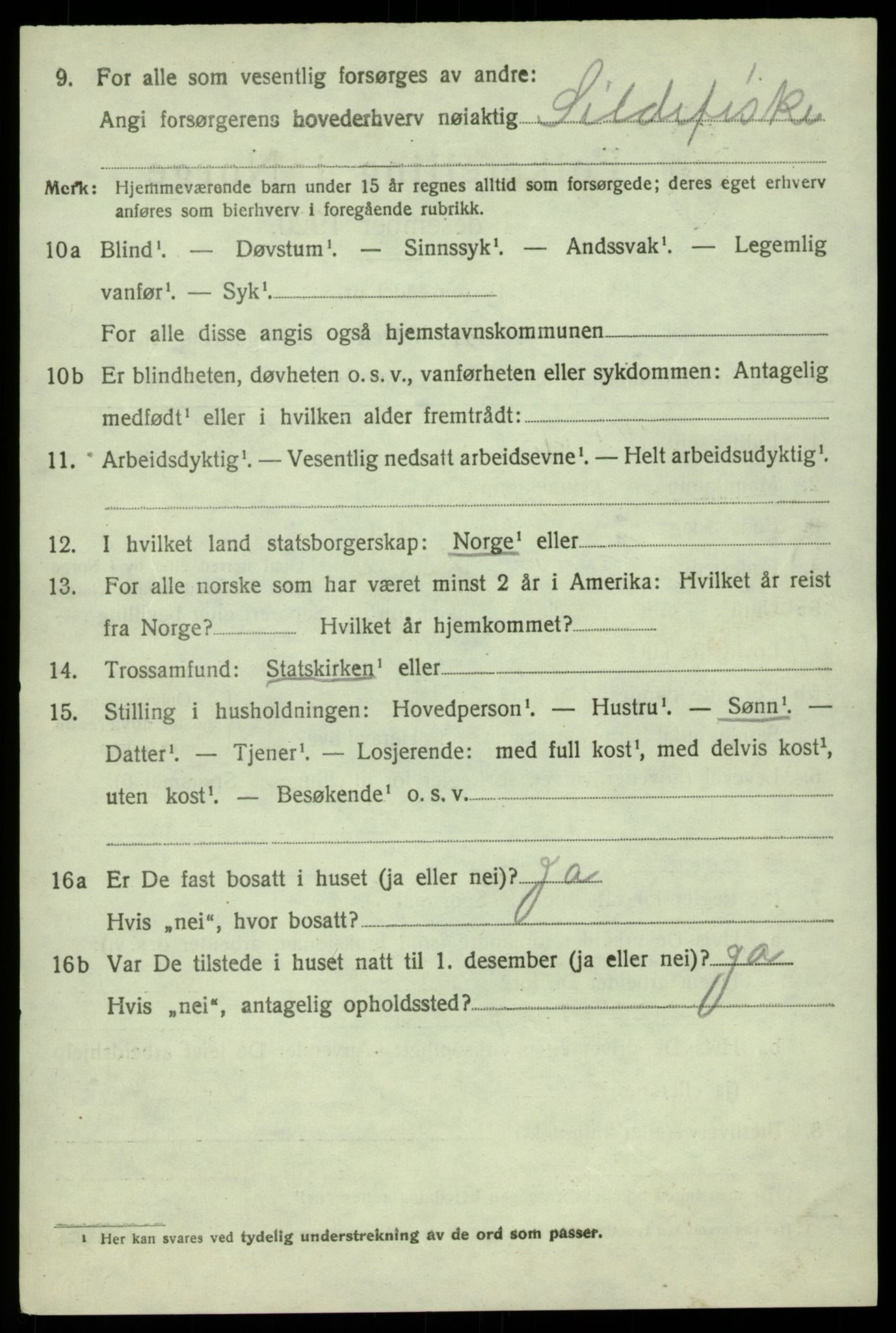 SAB, 1920 census for Sund, 1920, p. 3894