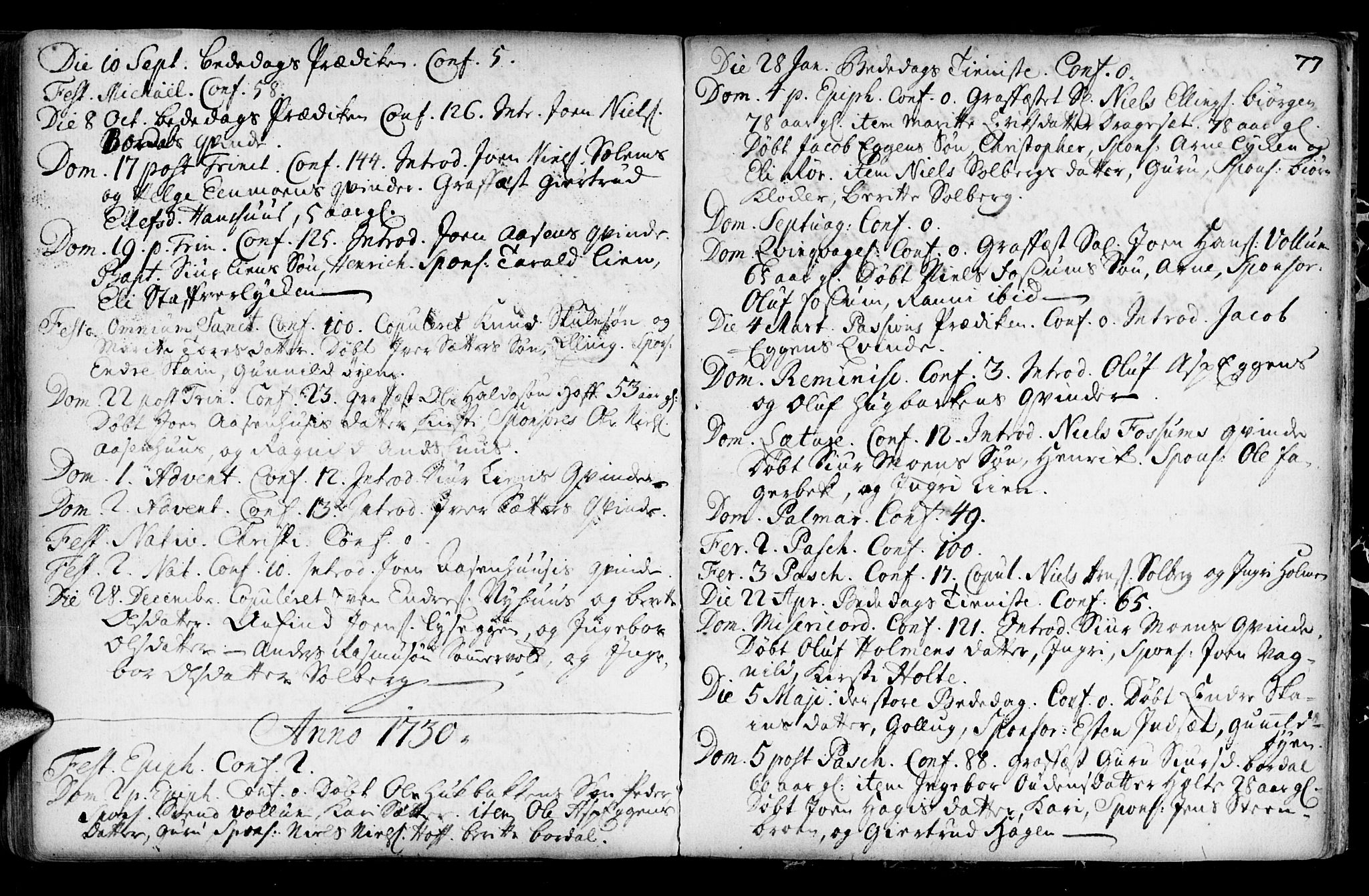 Ministerialprotokoller, klokkerbøker og fødselsregistre - Sør-Trøndelag, SAT/A-1456/689/L1036: Parish register (official) no. 689A01, 1696-1746, p. 77