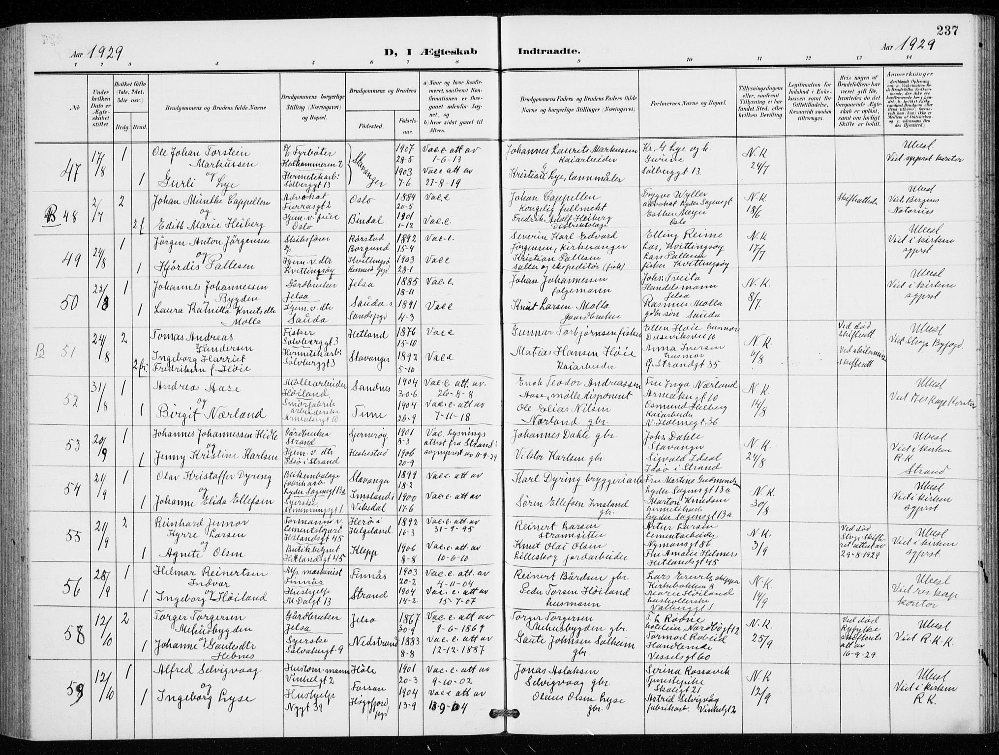 St. Petri sokneprestkontor, AV/SAST-A-101813/001/30/30BB/L0009: Parish register (copy) no. B 9, 1902-1935, p. 237