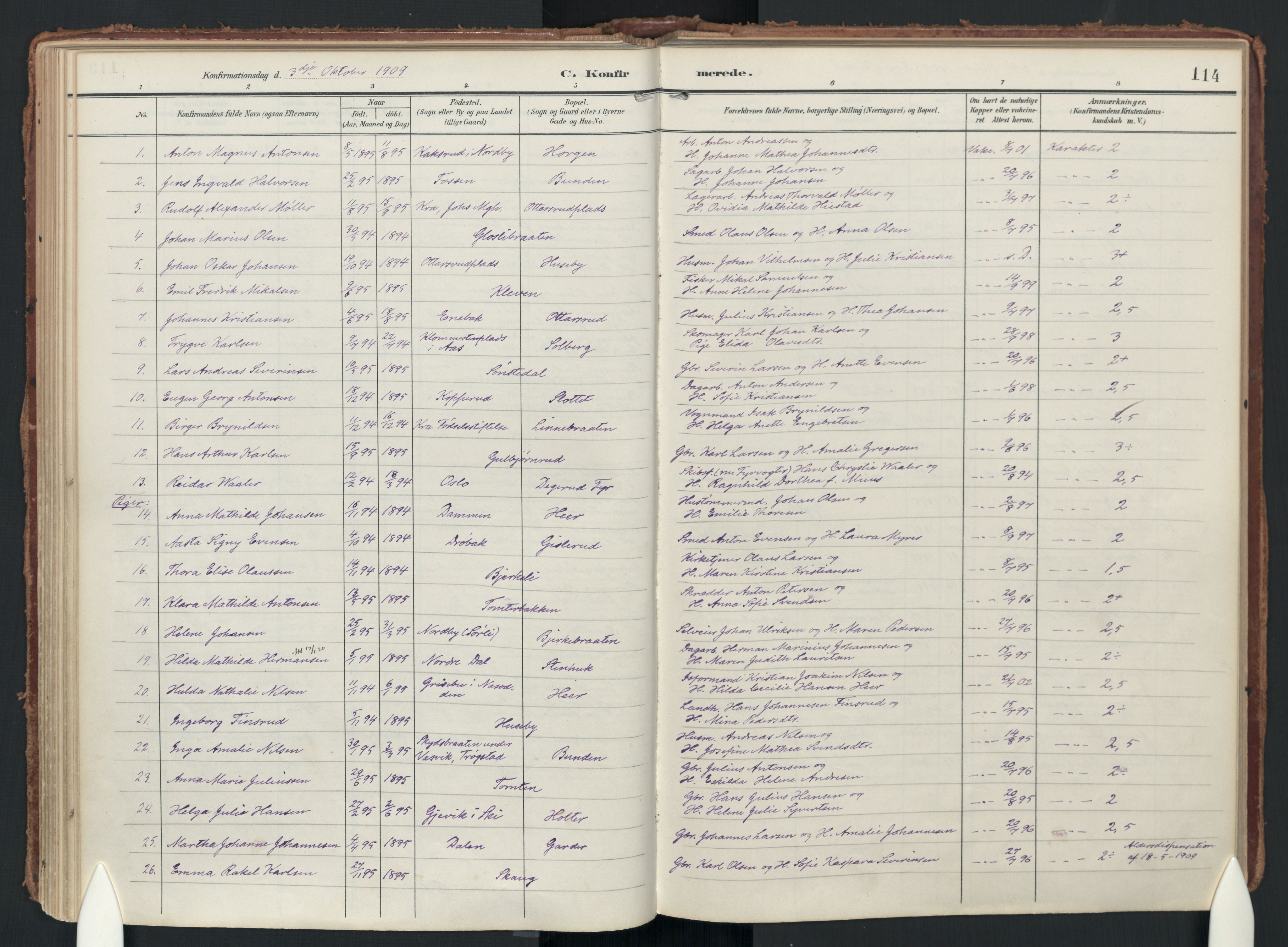 Drøbak prestekontor Kirkebøker, SAO/A-10142a/F/Fc/L0003: Parish register (official) no. III 3, 1901-1920, p. 114