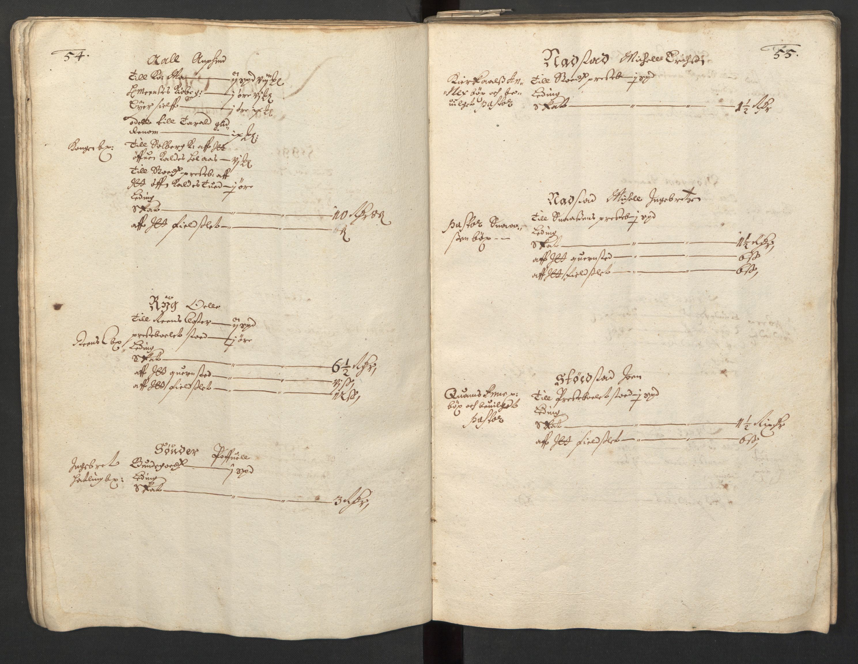 Rentekammeret inntil 1814, Realistisk ordnet avdeling, AV/RA-EA-4070/L/L0029/0001: Trondheim lagdømme: / Alminnelig jordebok og skattemanntall - Inderøy, 1661, p. 54-55