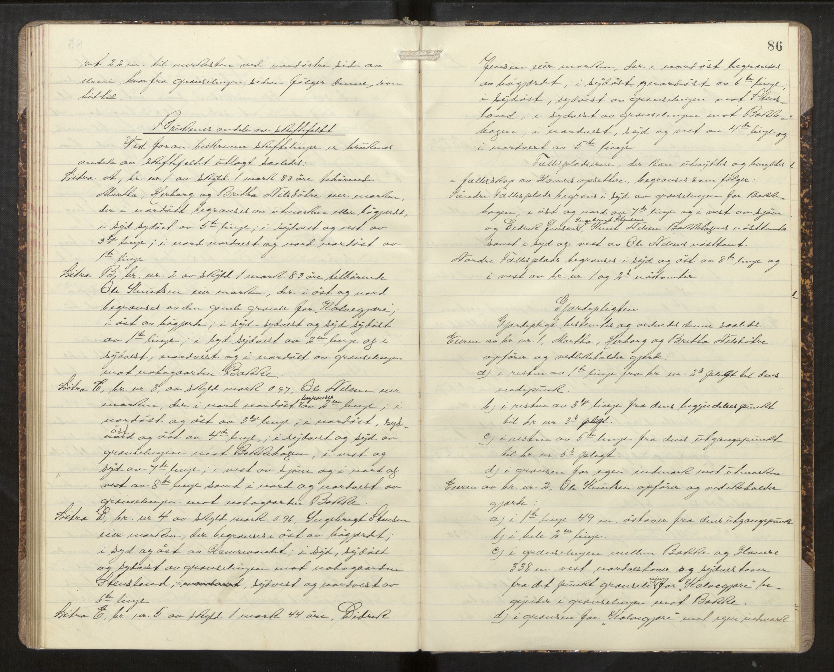 Hordaland jordskiftedøme - II Ytre Nordhordland jordskiftedistrikt, AV/SAB-A-6901/A/Aa/L0013: Forhandlingsprotokoll, 1914-1915, p. 85b-86a