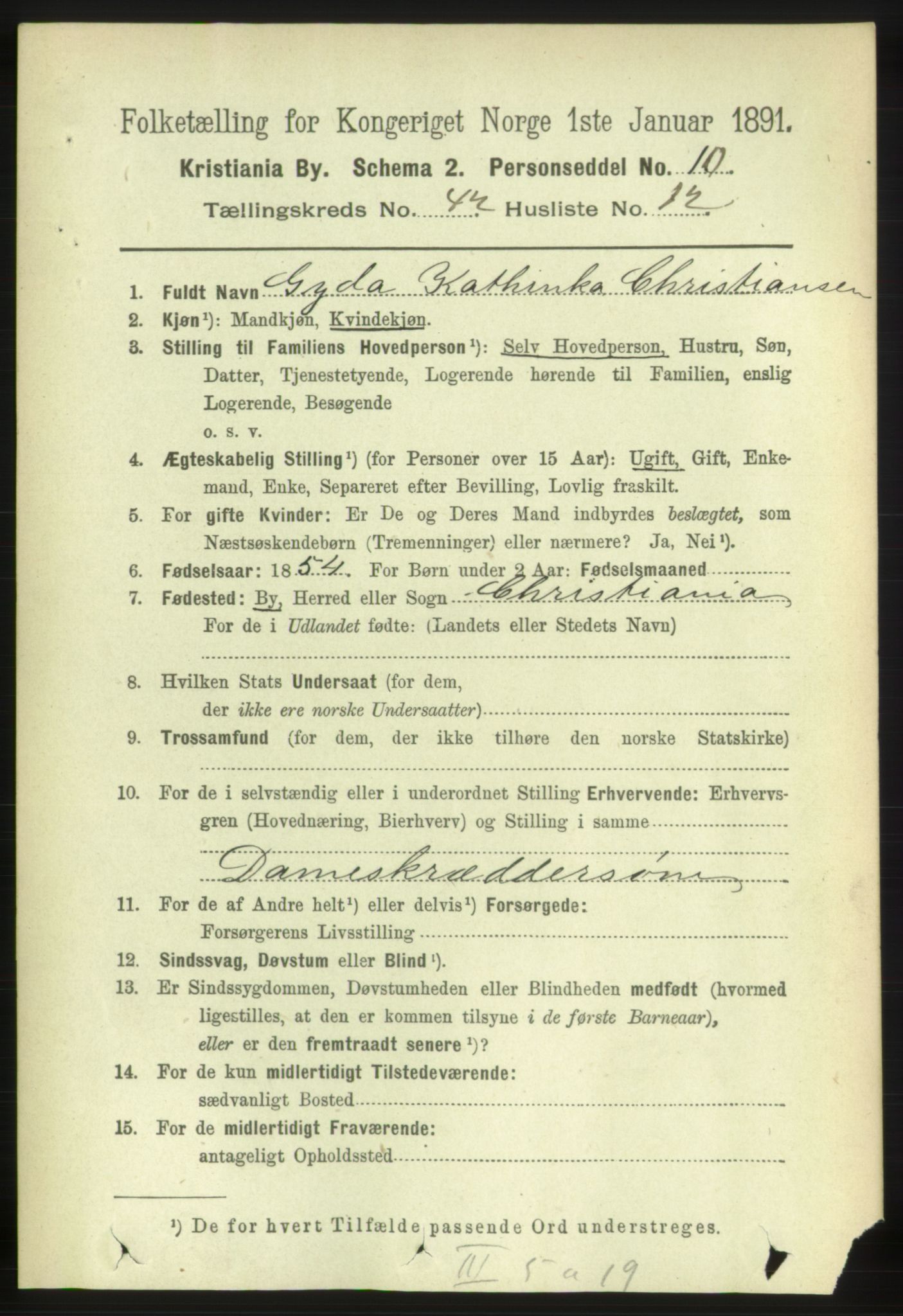 RA, 1891 census for 0301 Kristiania, 1891, p. 25397