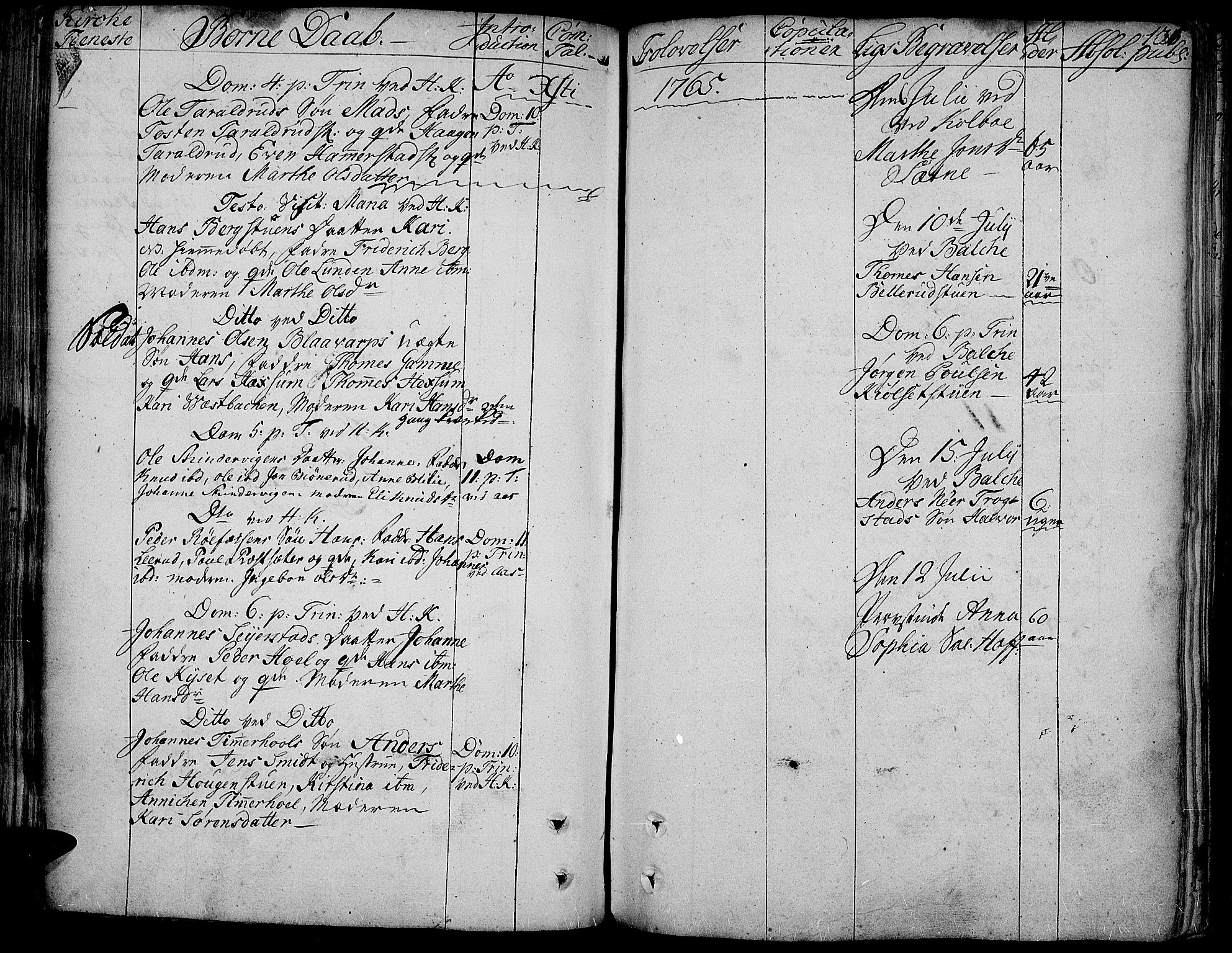 Toten prestekontor, SAH/PREST-102/H/Ha/Haa/L0005: Parish register (official) no. 5, 1761-1772, p. 136