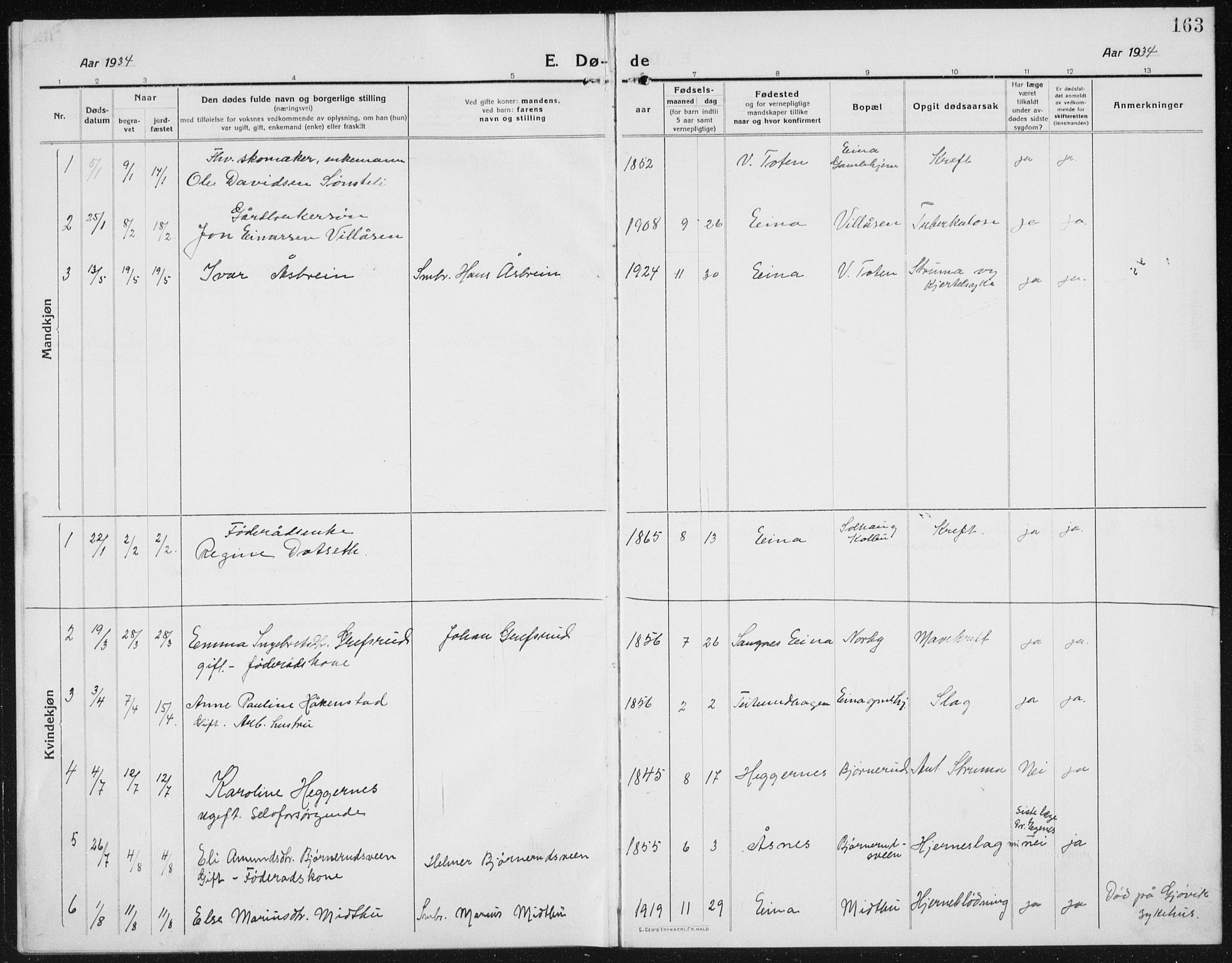 Kolbu prestekontor, SAH/PREST-110/H/Ha/Hab/L0006: Parish register (copy) no. 6, 1916-1934, p. 163