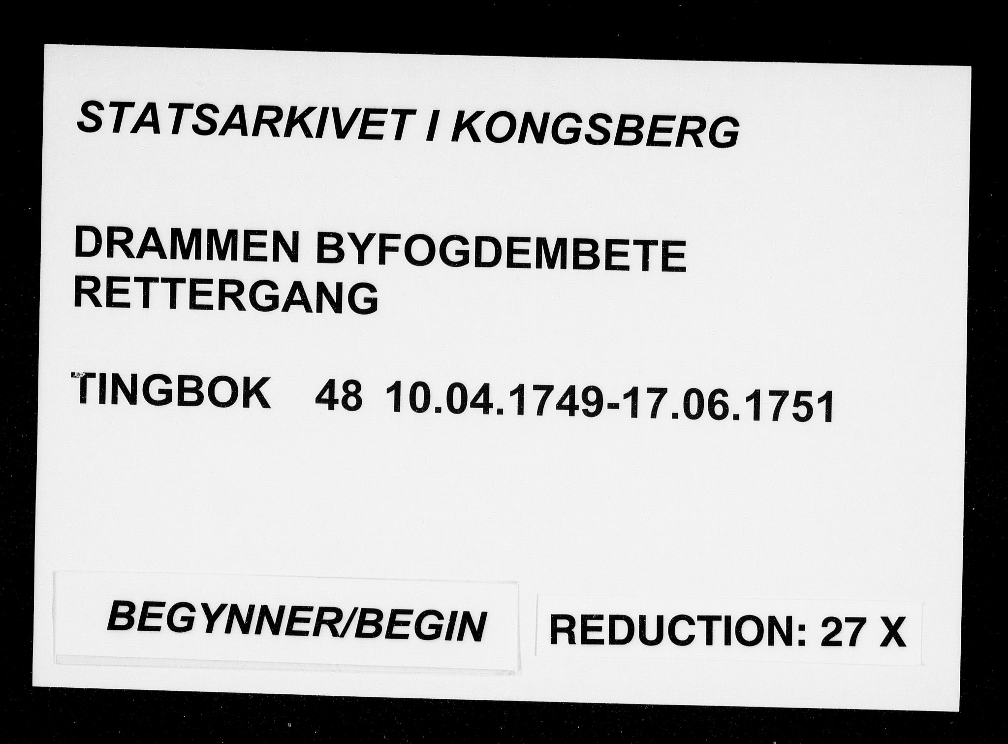 Drammen byfogd, SAKO/A-222/F/Fa/L0048: Tingbok. Bragernes., 1749-1751
