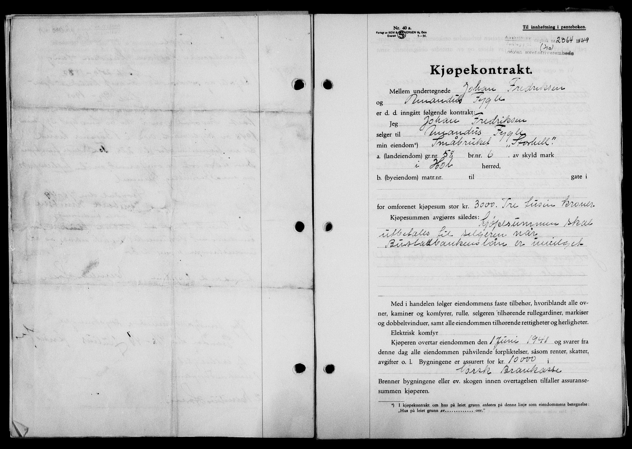 Lofoten sorenskriveri, SAT/A-0017/1/2/2C/L0022a: Mortgage book no. 22a, 1949-1950, Diary no: : 2364/1949