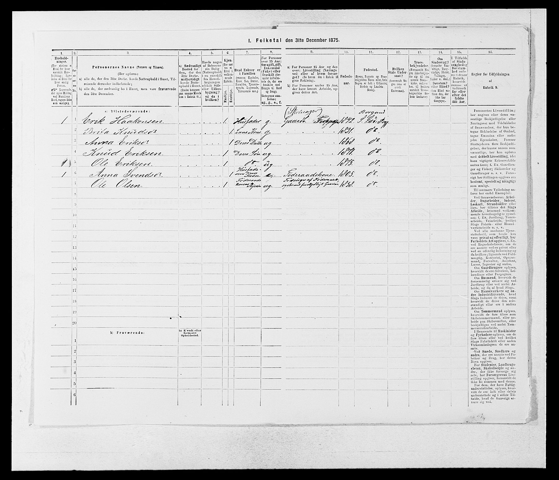 SAB, 1875 census for 1422P Lærdal, 1875, p. 1002