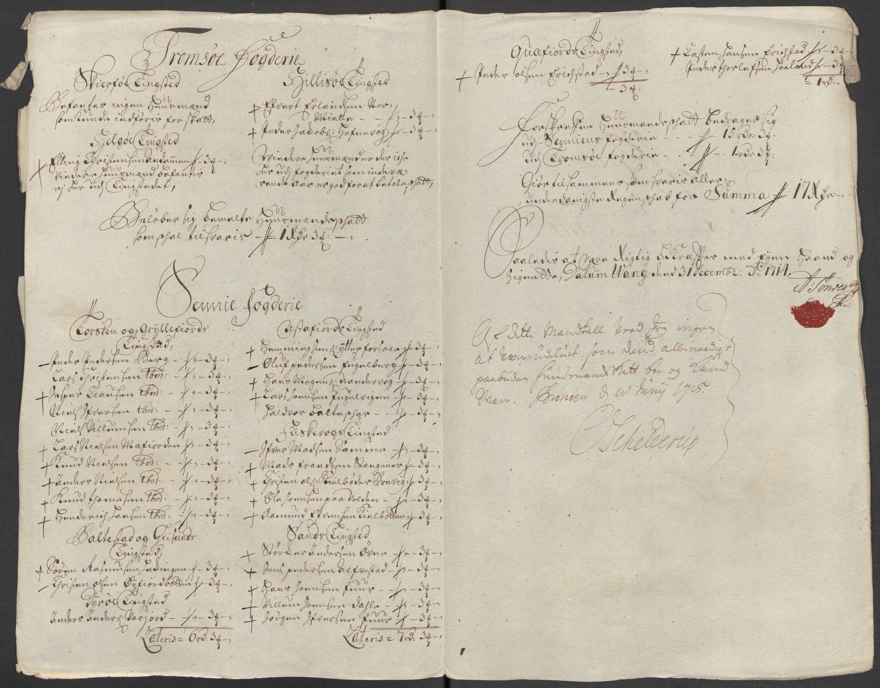 Rentekammeret inntil 1814, Reviderte regnskaper, Fogderegnskap, RA/EA-4092/R68/L4760: Fogderegnskap Senja og Troms, 1714, p. 83