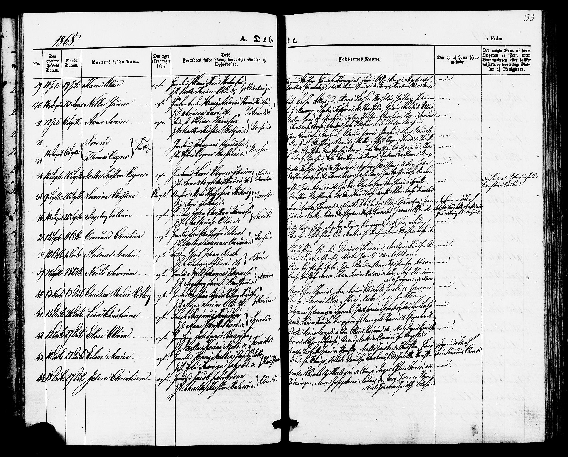 Torvastad sokneprestkontor, AV/SAST-A -101857/H/Ha/Haa/L0010: Parish register (official) no. A 10, 1857-1878, p. 33