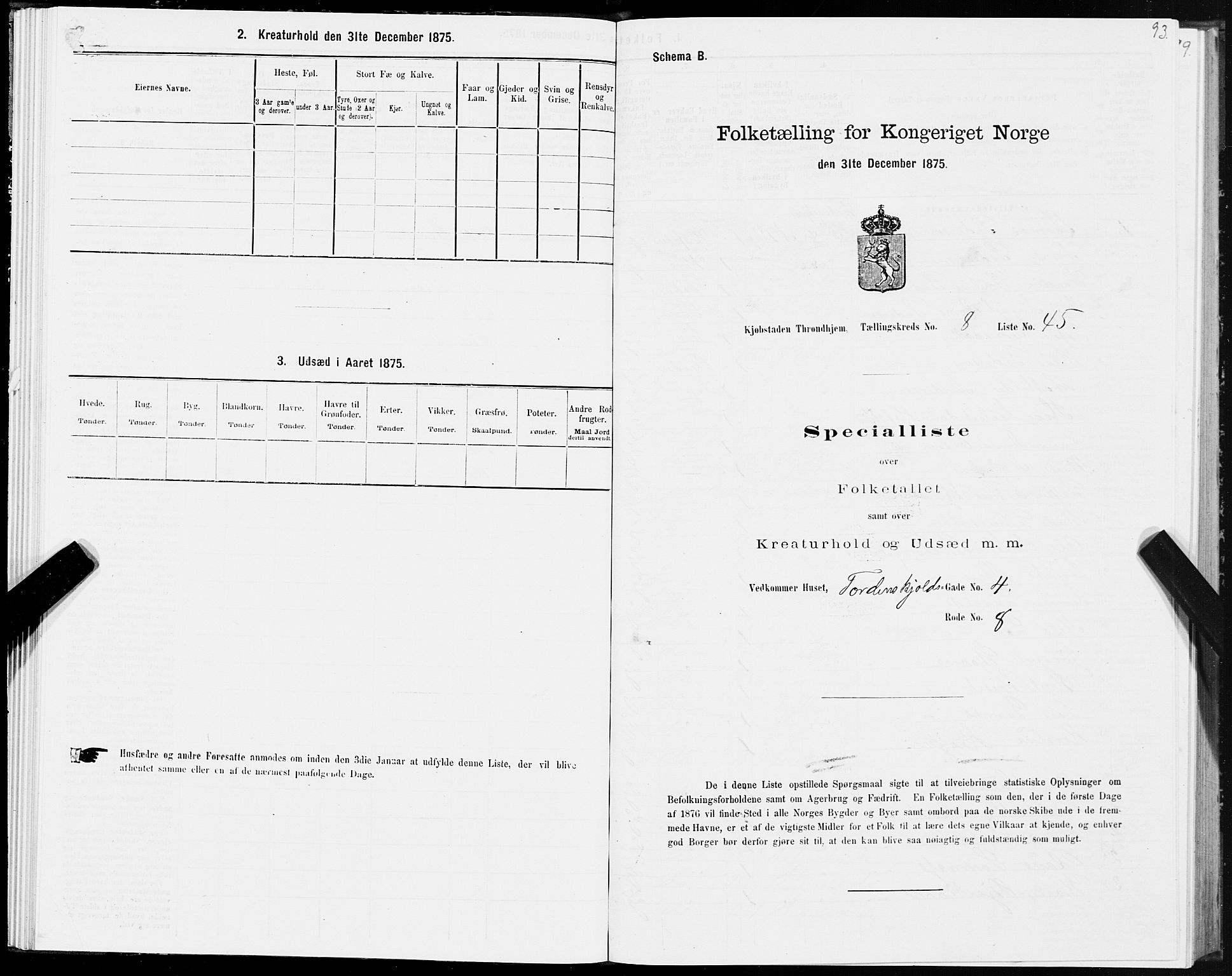 SAT, 1875 census for 1601 Trondheim, 1875, p. 5093