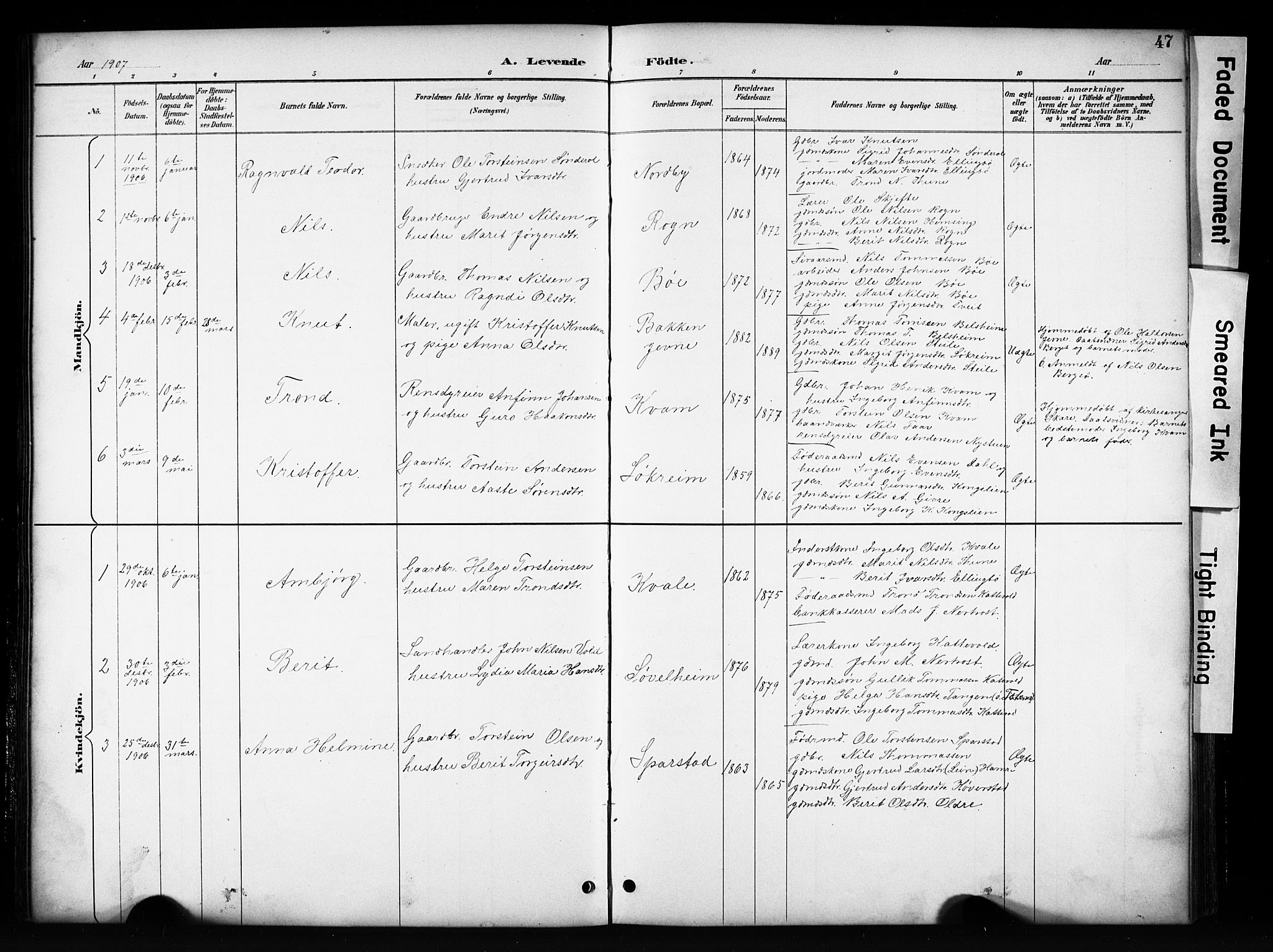 Vang prestekontor, Valdres, SAH/PREST-140/H/Hb/L0006: Parish register (copy) no. 6, 1893-1918, p. 47