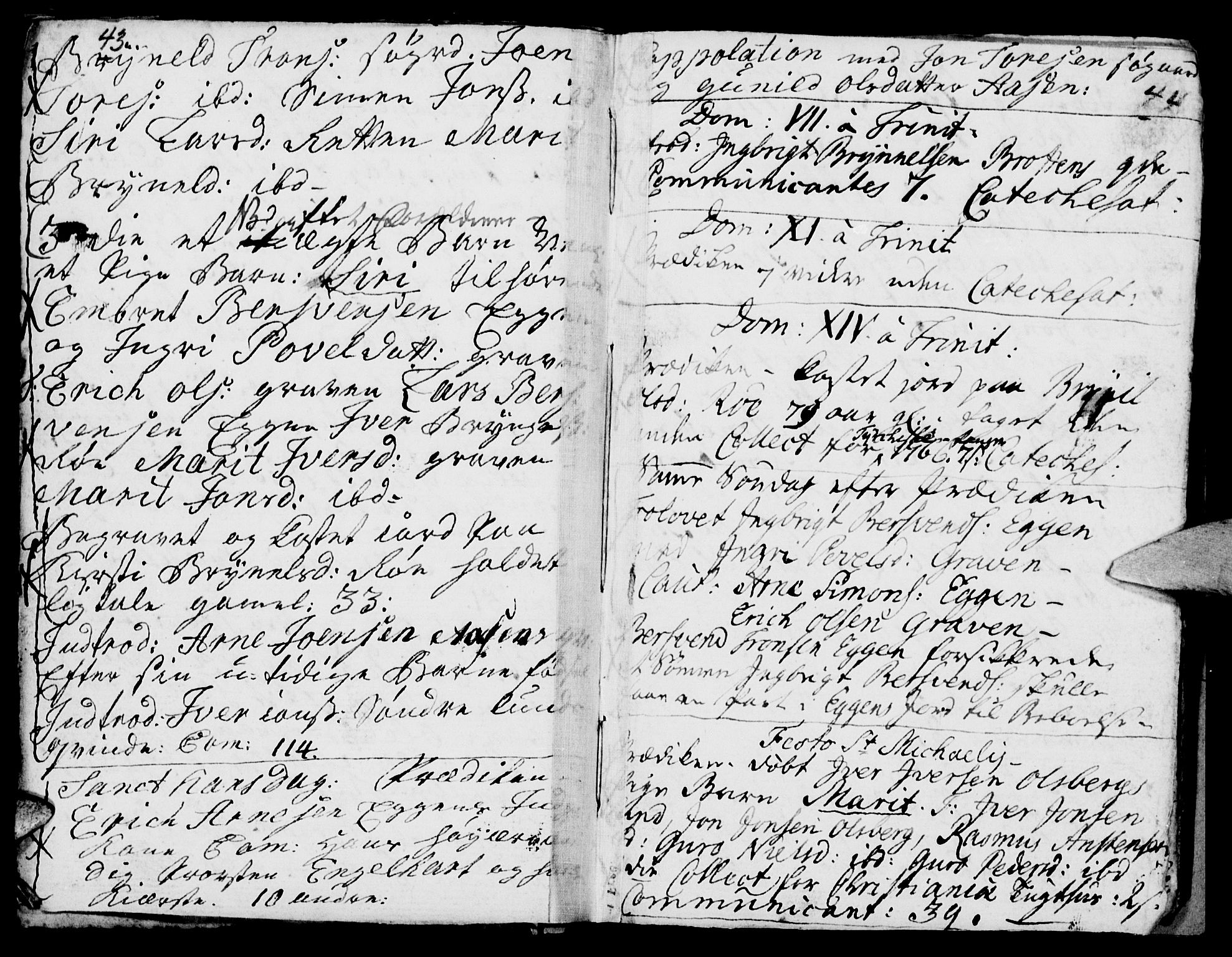 Tynset prestekontor, SAH/PREST-058/H/Ha/Haa/L0005: Parish register (official) no. 5, 1761-1776, p. 43-44