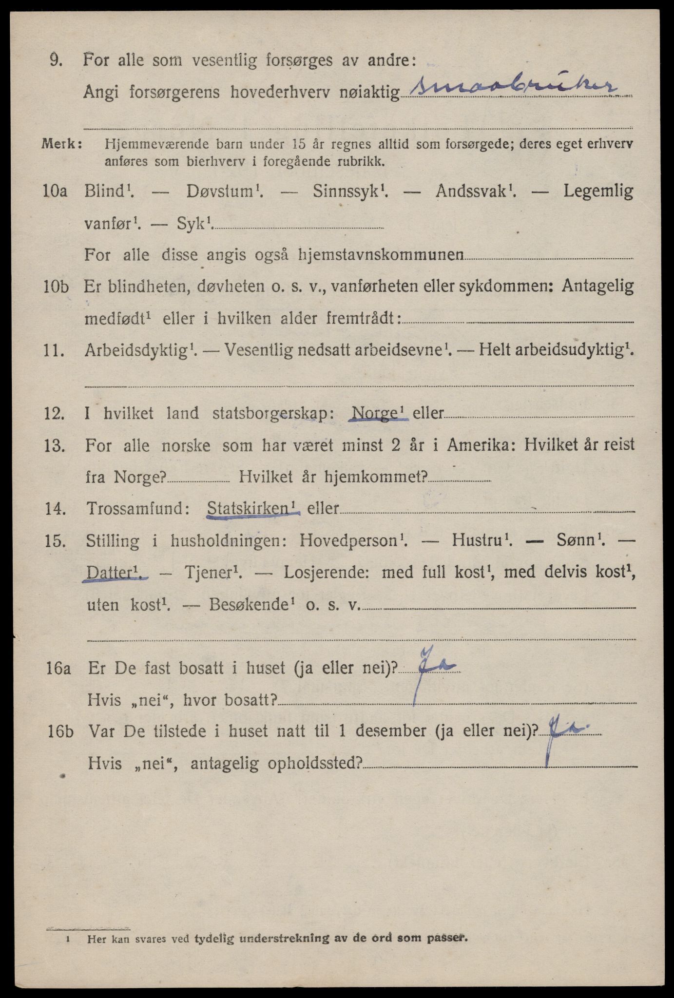 SAST, 1920 census for Årdal, 1920, p. 1167