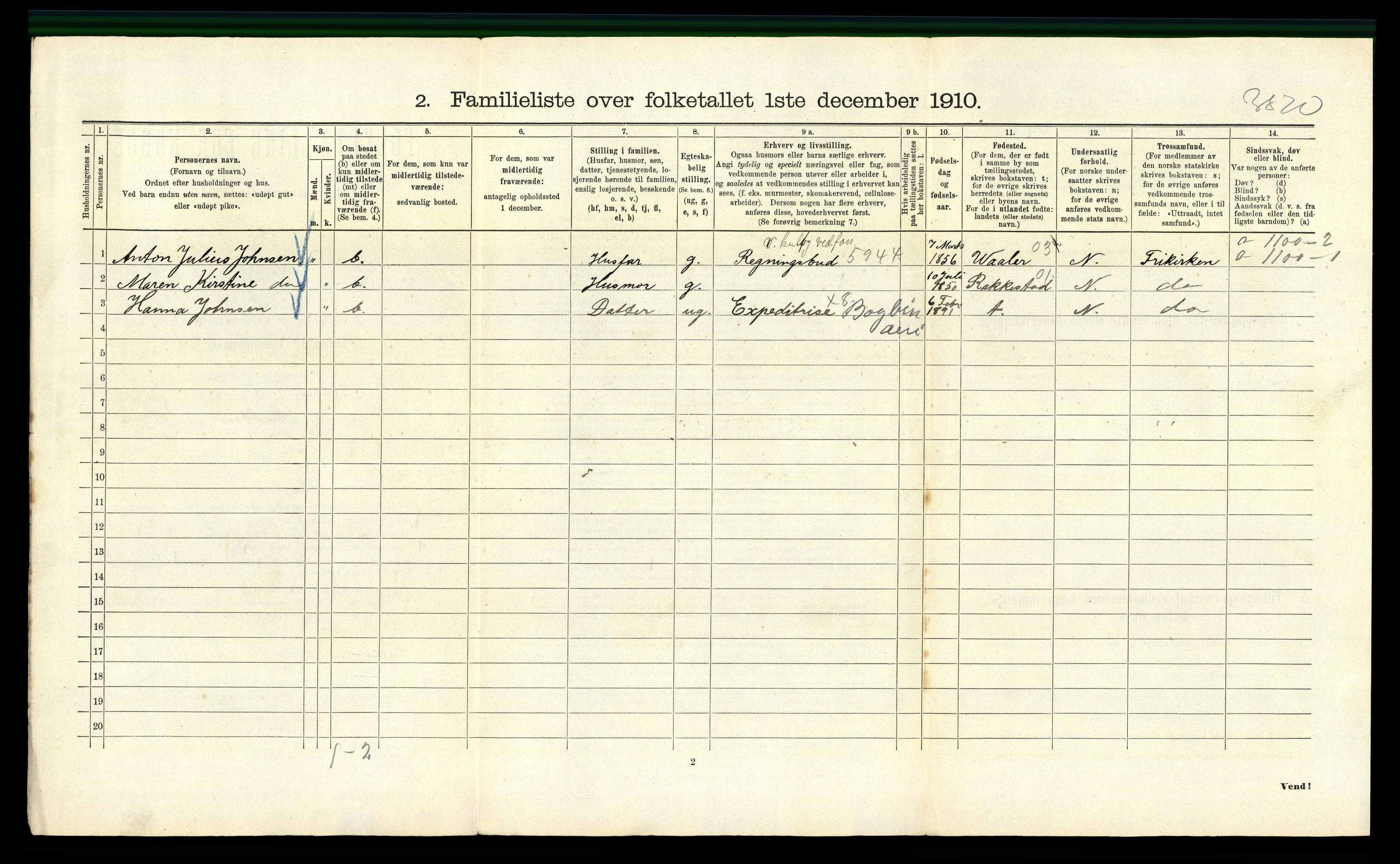 RA, 1910 census for Kristiania, 1910, p. 100288