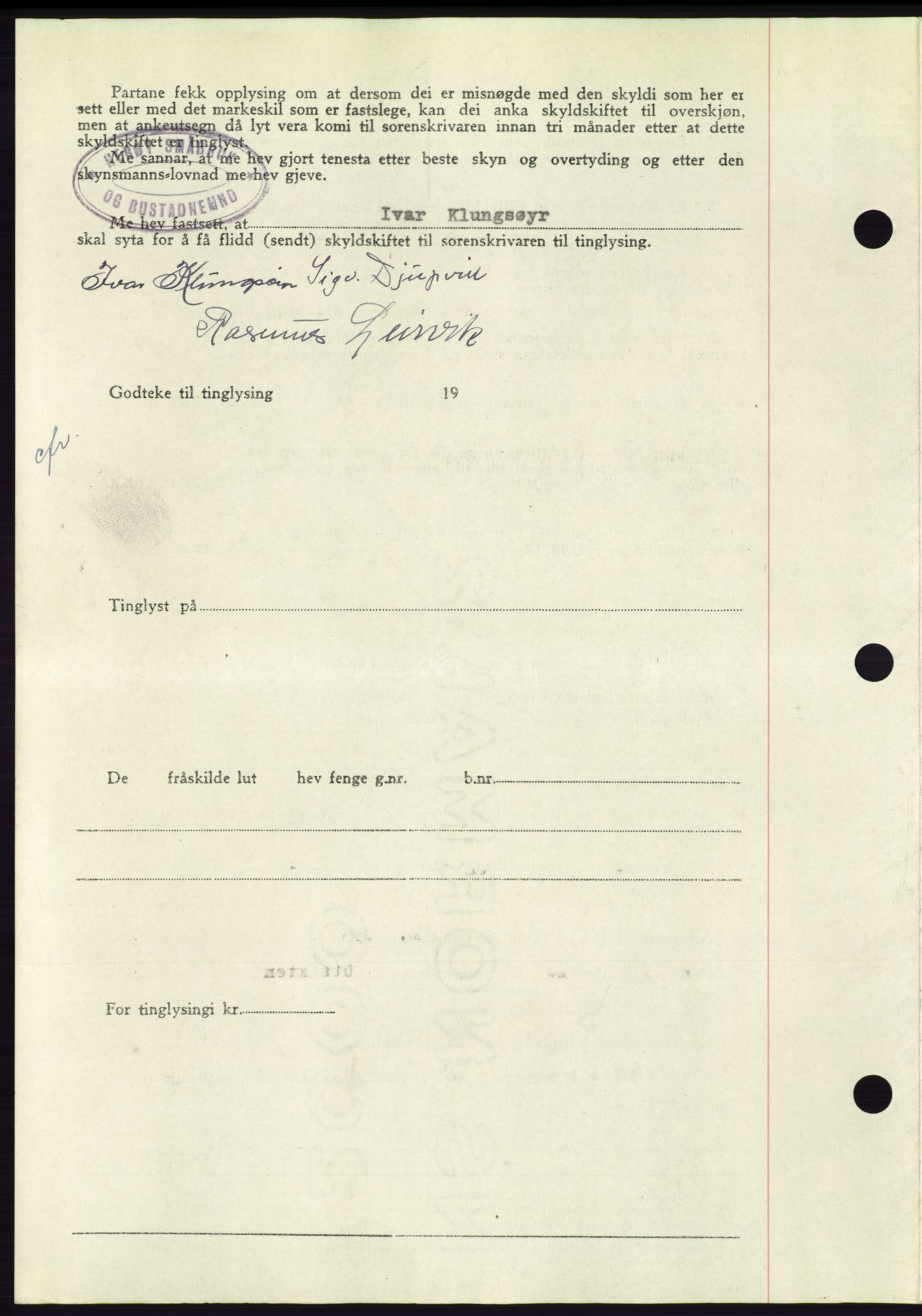 Søre Sunnmøre sorenskriveri, AV/SAT-A-4122/1/2/2C/L0084: Mortgage book no. 10A, 1949-1949, Diary no: : 733/1949