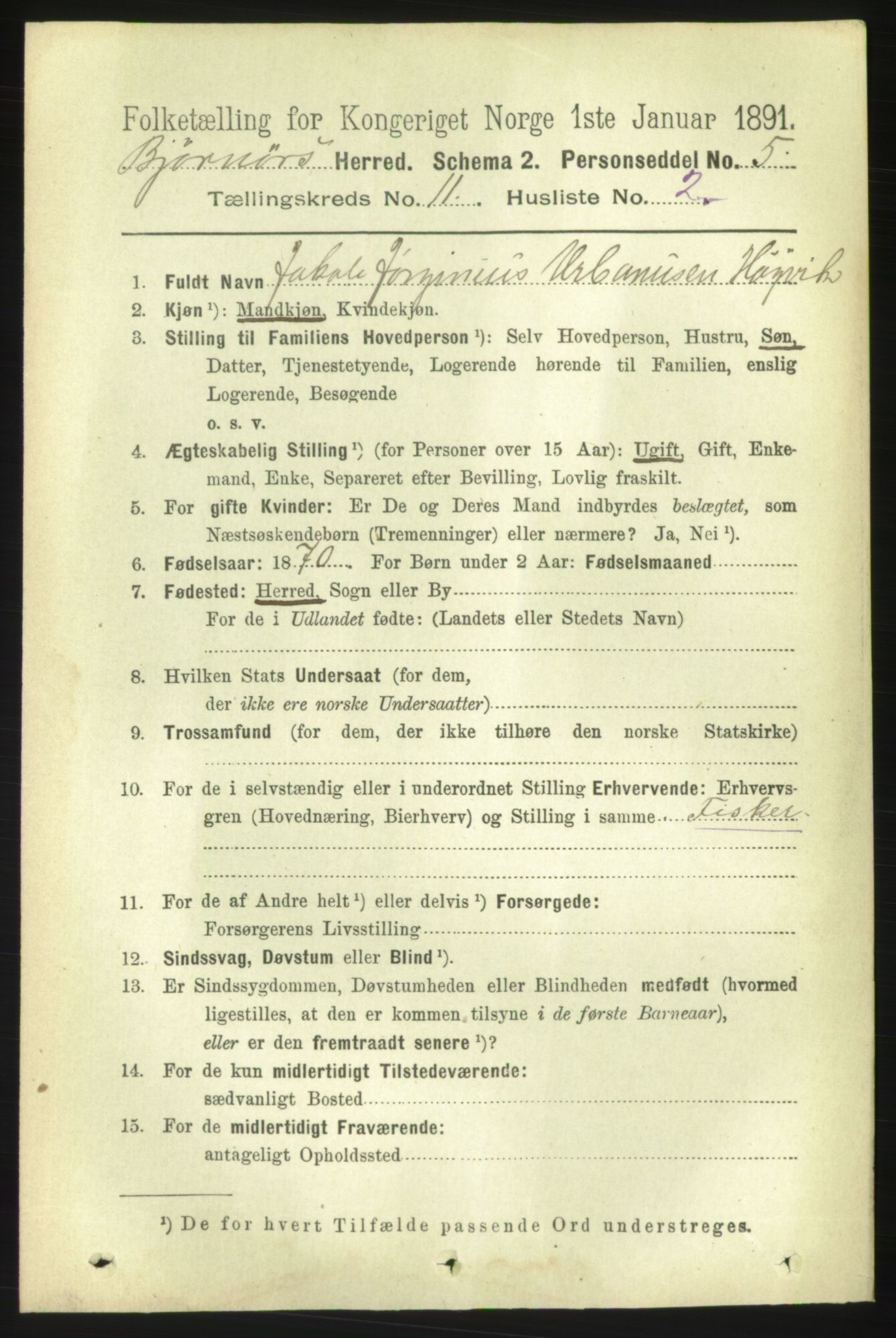 RA, 1891 census for 1632 Bjørnør, 1891, p. 4672