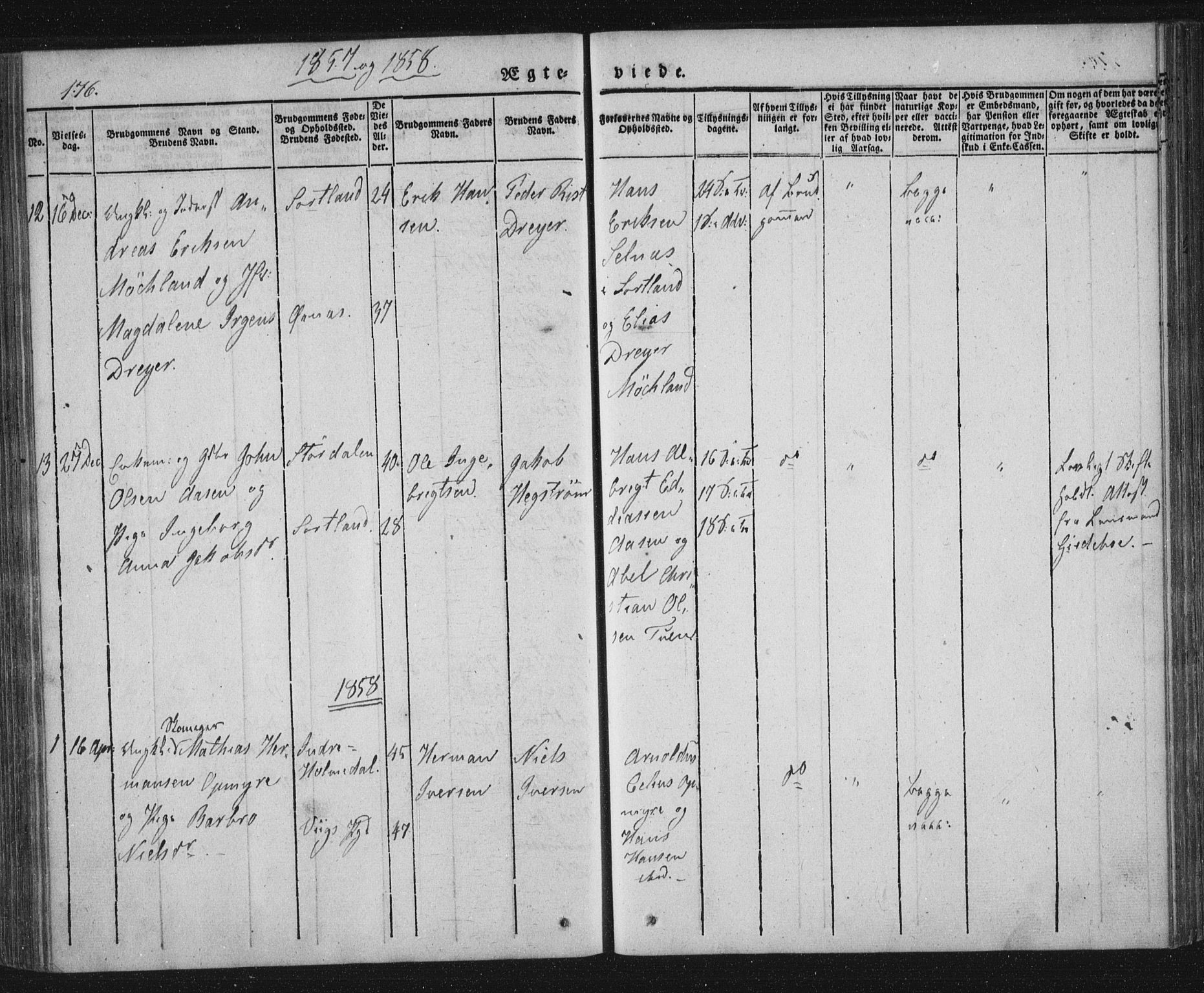 Ministerialprotokoller, klokkerbøker og fødselsregistre - Nordland, AV/SAT-A-1459/893/L1332: Parish register (official) no. 893A05, 1841-1858, p. 176