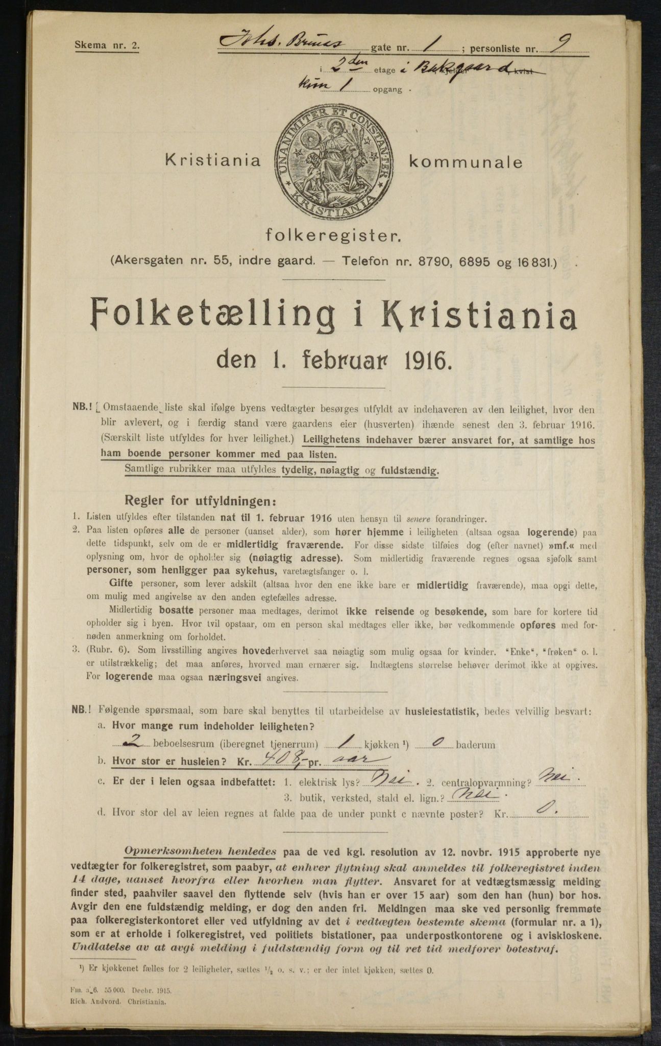 OBA, Municipal Census 1916 for Kristiania, 1916, p. 48100