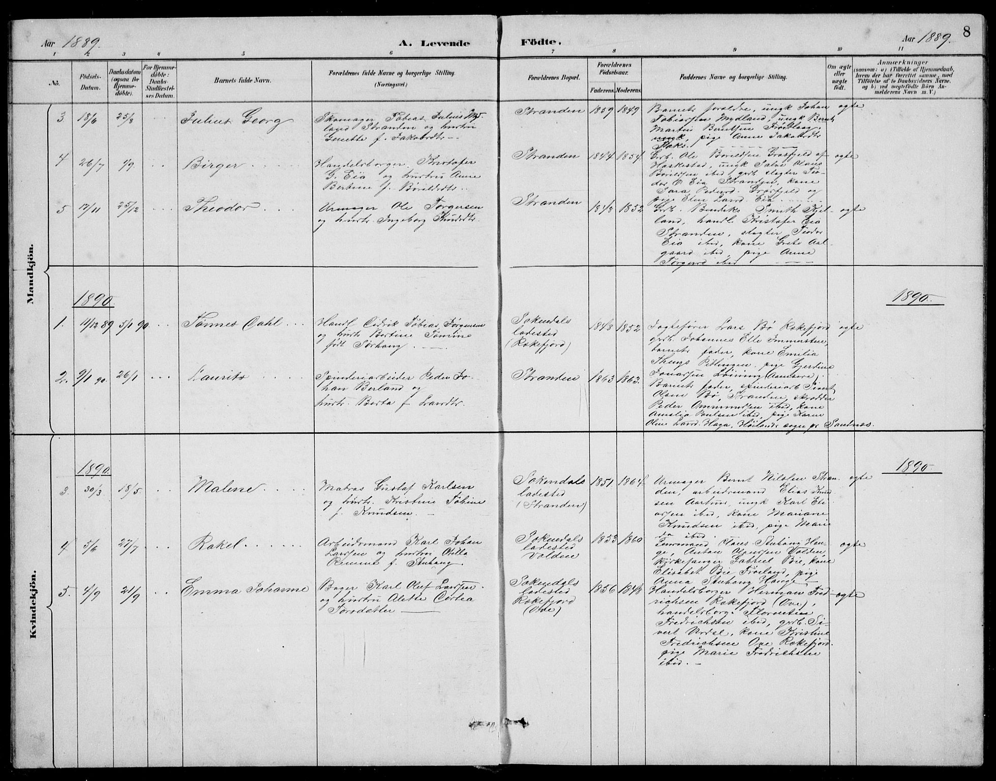 Sokndal sokneprestkontor, SAST/A-101808: Parish register (copy) no. B 5, 1887-1934, p. 8