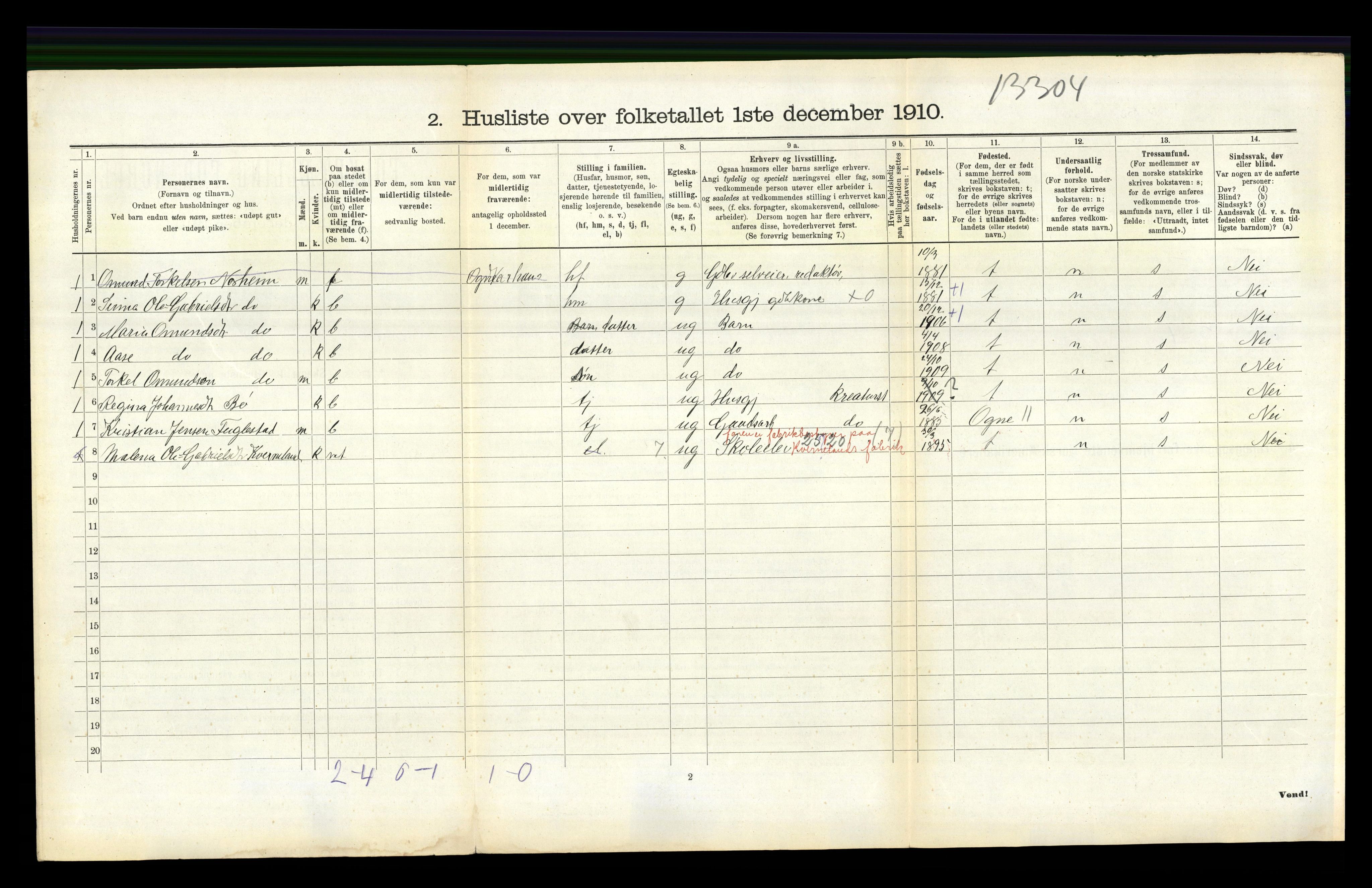 RA, 1910 census for Time, 1910, p. 456