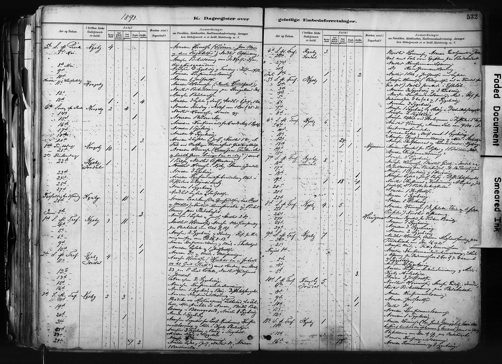 Kongsberg kirkebøker, AV/SAKO-A-22/F/Fb/L0002: Parish register (official) no. II 2, 1886-1896, p. 532