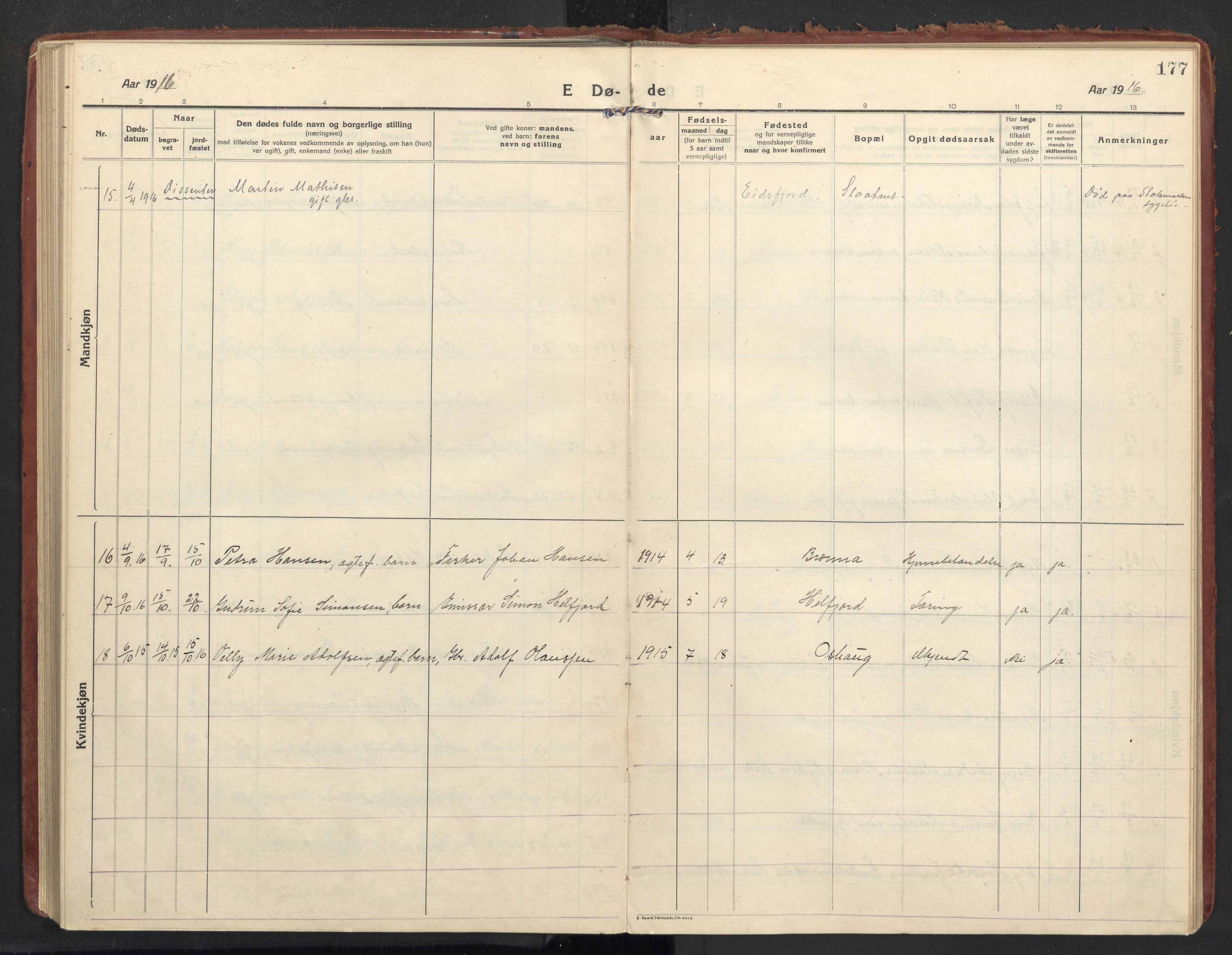 Ministerialprotokoller, klokkerbøker og fødselsregistre - Nordland, AV/SAT-A-1459/890/L1288: Parish register (official) no. 890A03, 1915-1925, p. 177