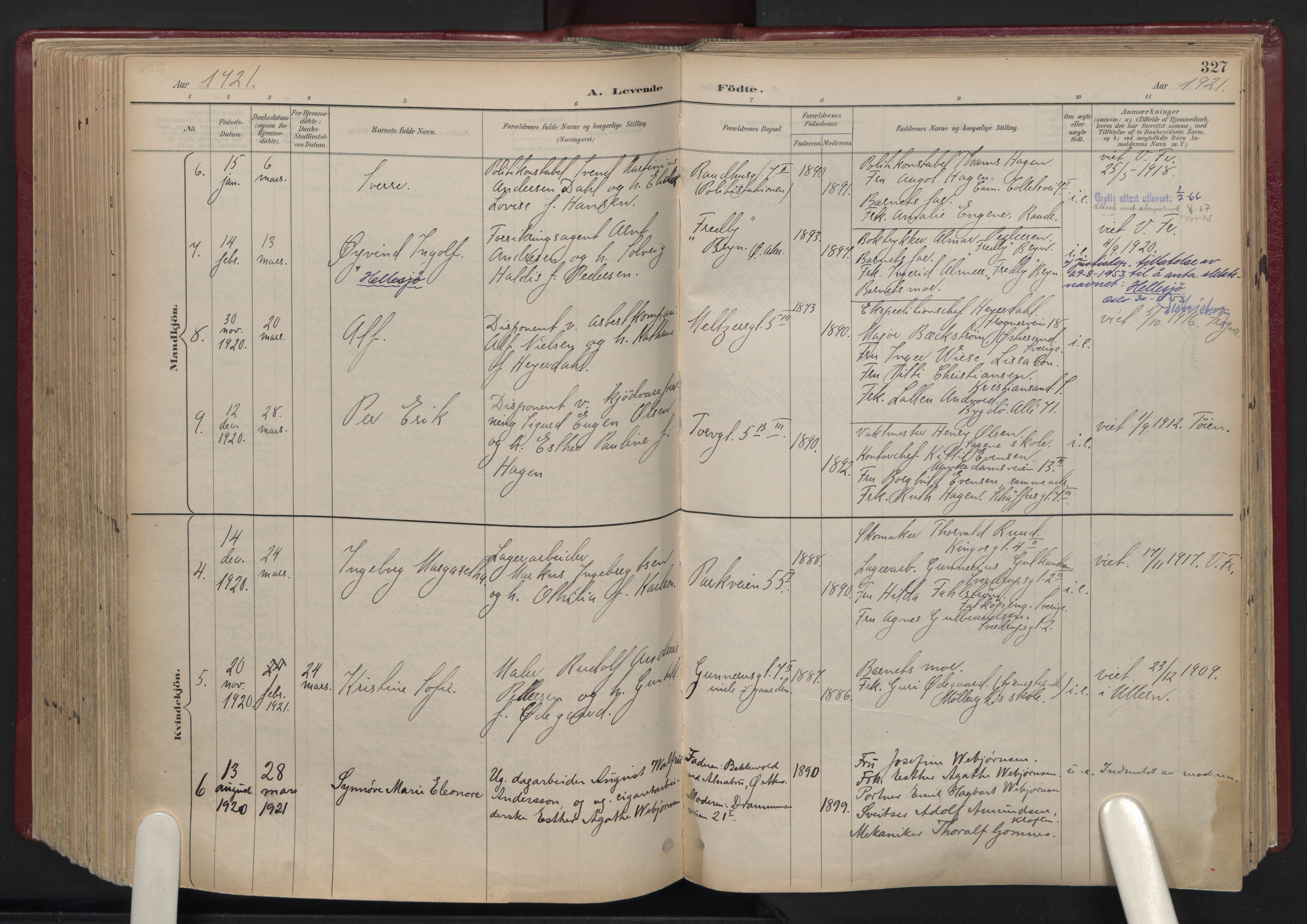 Oslo domkirke Kirkebøker, AV/SAO-A-10752/F/Fa/L0039: Parish register (official) no. 39, 1893-1932, p. 327