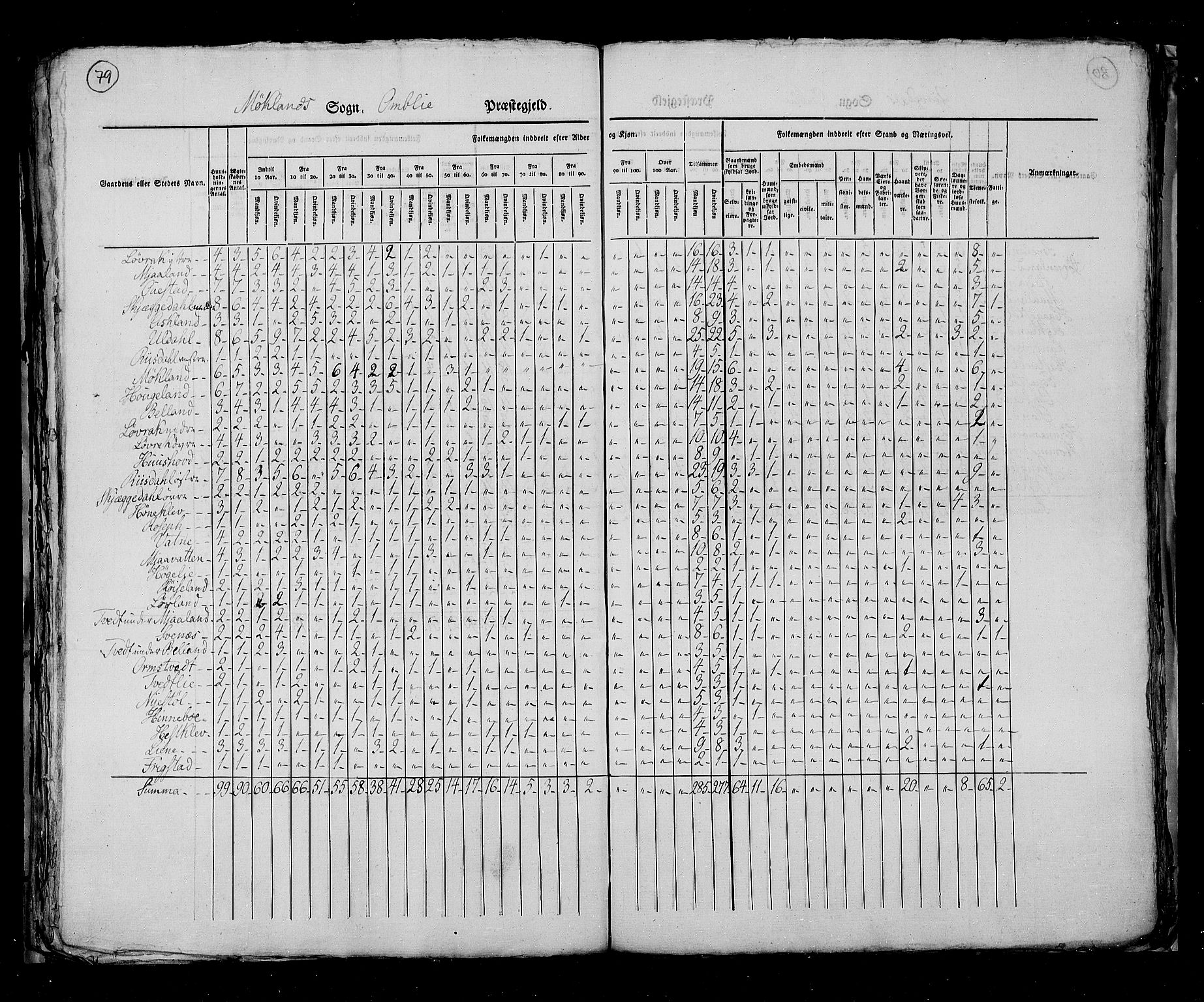 RA, Census 1825, vol. 10: Nedenes og Råbyggelaget amt, 1825, p. 79