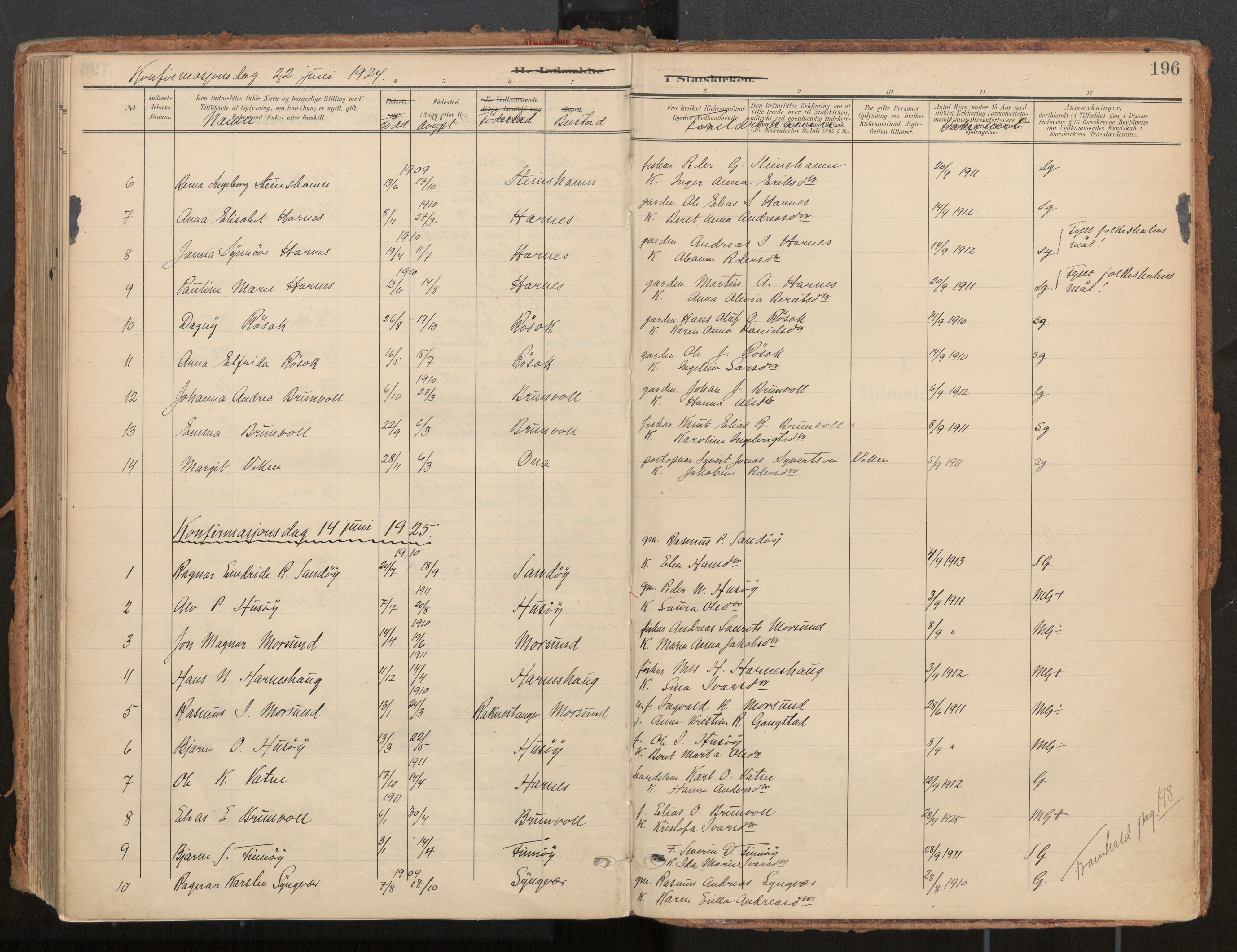 Ministerialprotokoller, klokkerbøker og fødselsregistre - Møre og Romsdal, AV/SAT-A-1454/561/L0730: Parish register (official) no. 561A04, 1901-1929, p. 196