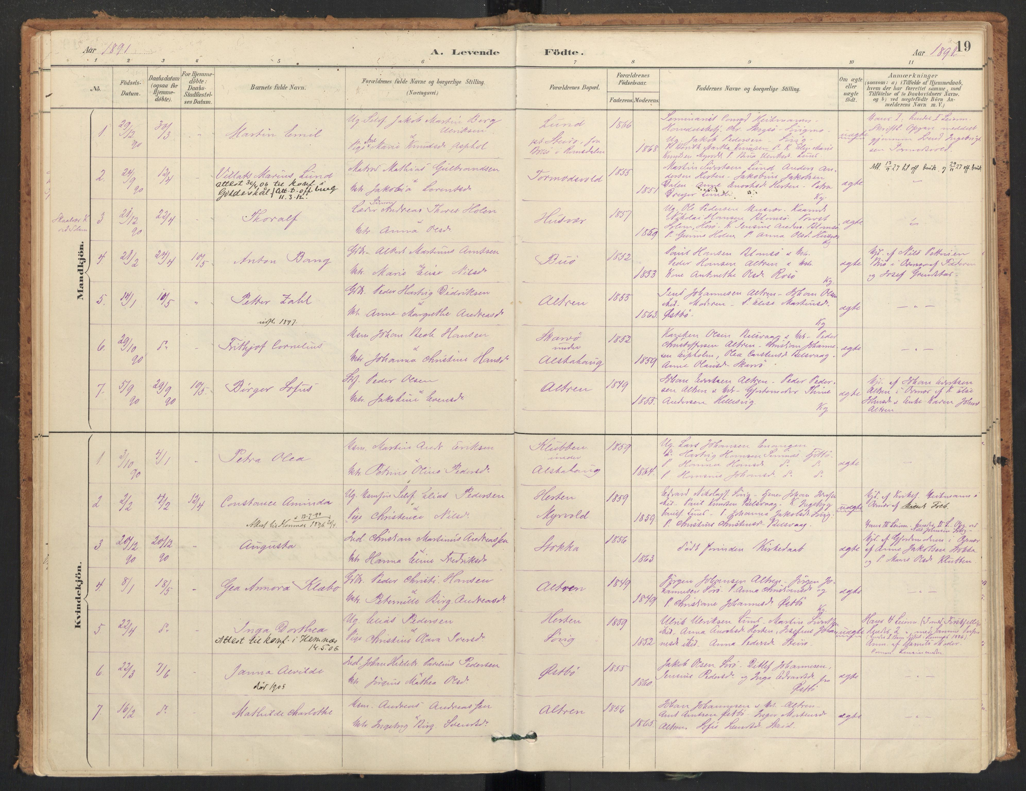 Ministerialprotokoller, klokkerbøker og fødselsregistre - Nordland, AV/SAT-A-1459/830/L0453: Parish register (official) no. 830A17, 1886-1911, p. 19