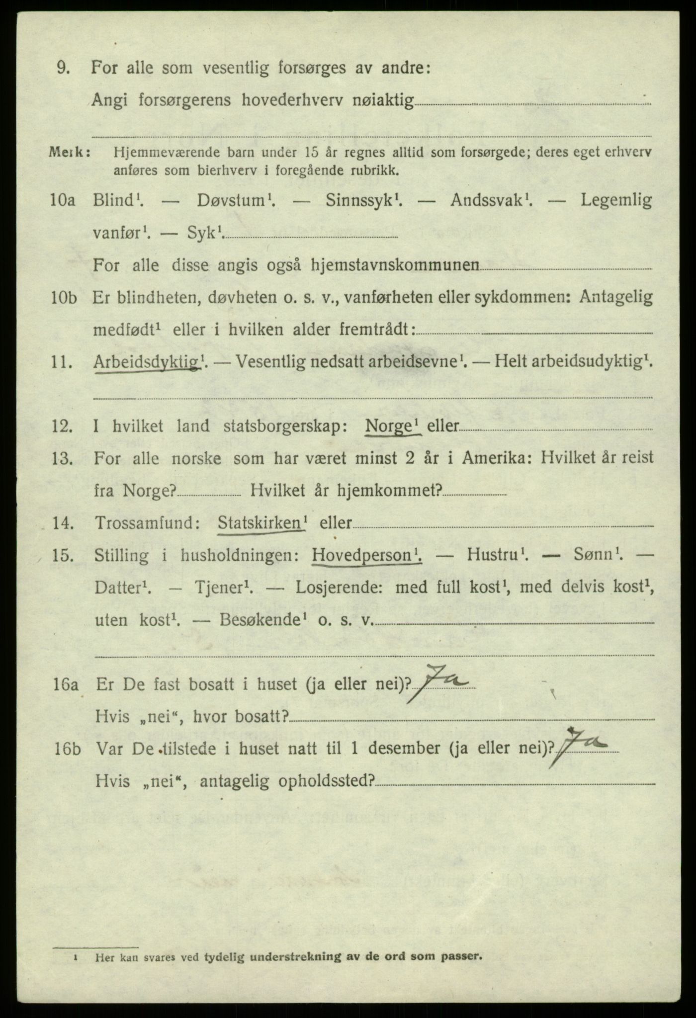 SAB, 1920 census for Hamre, 1920, p. 4240