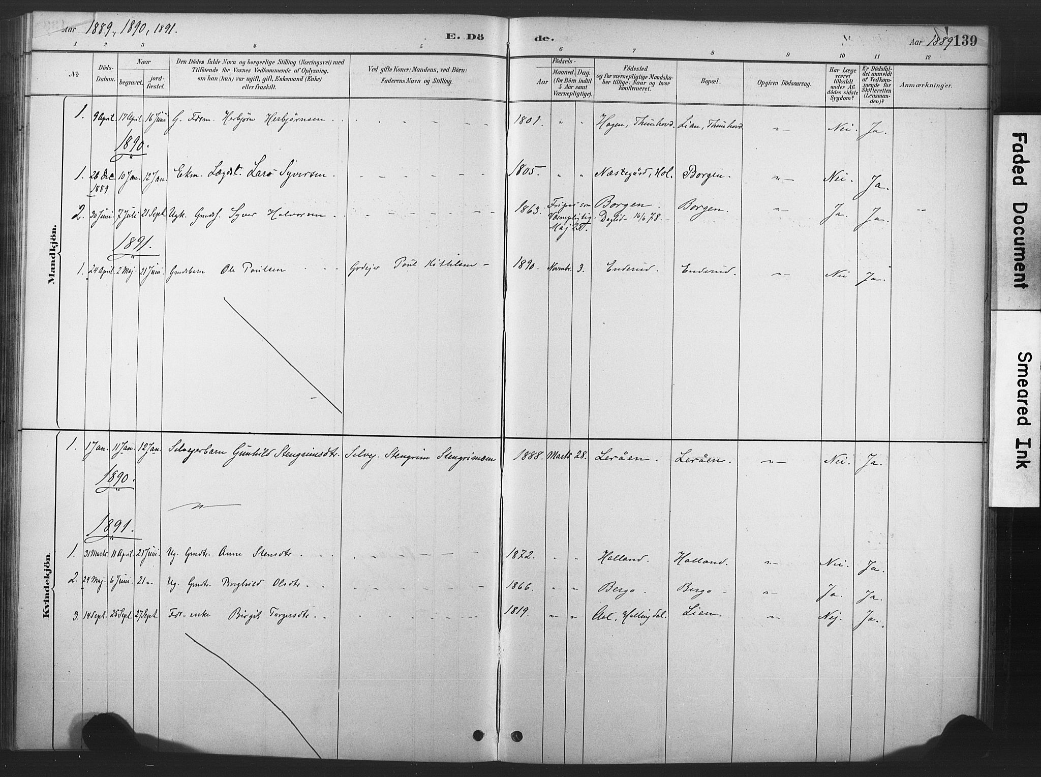 Nore kirkebøker, SAKO/A-238/F/Fd/L0001: Parish register (official) no. IV 1, 1878-1918, p. 139