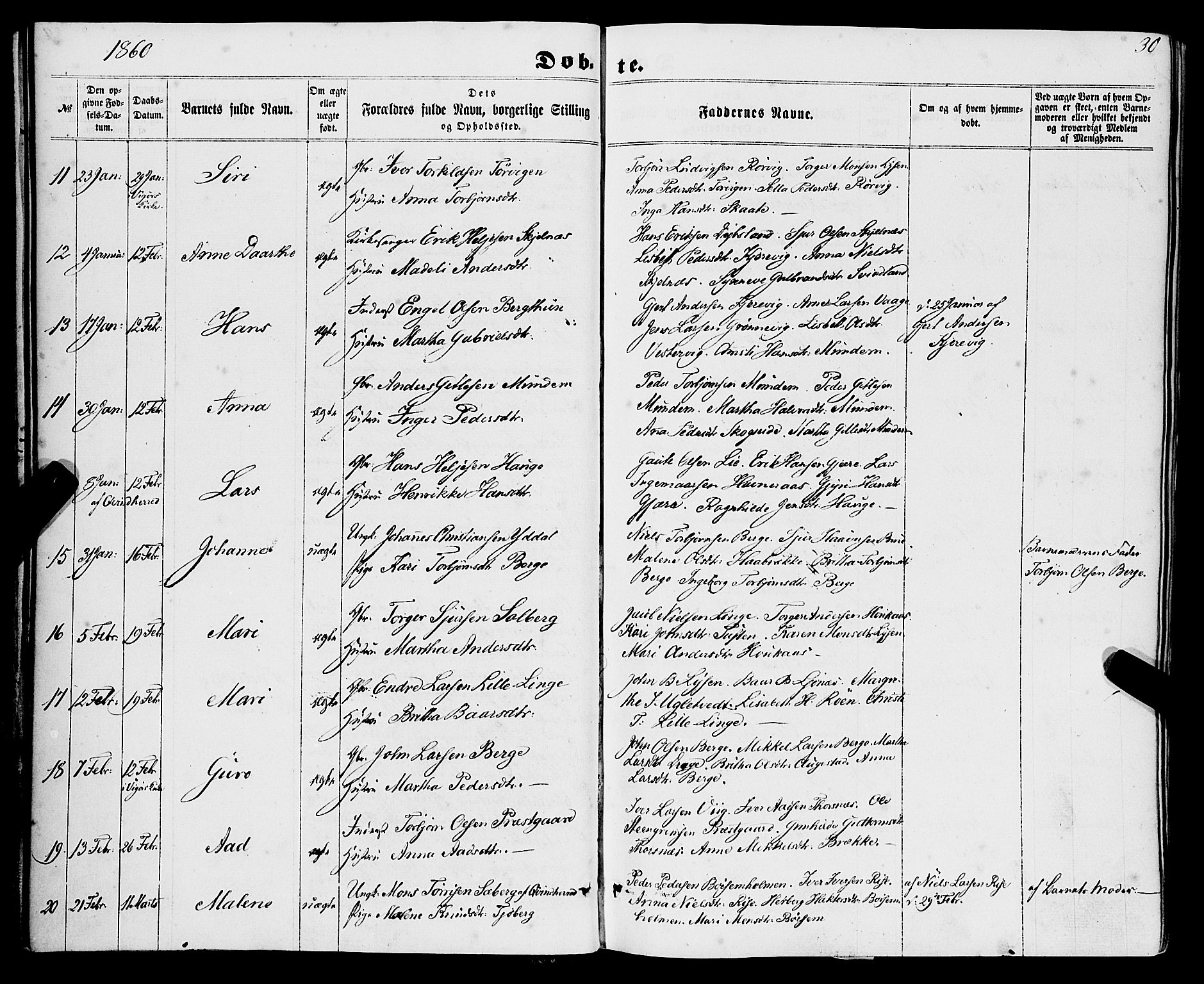 Strandebarm sokneprestembete, SAB/A-78401/H/Haa: Parish register (official) no. A 8, 1858-1872, p. 30