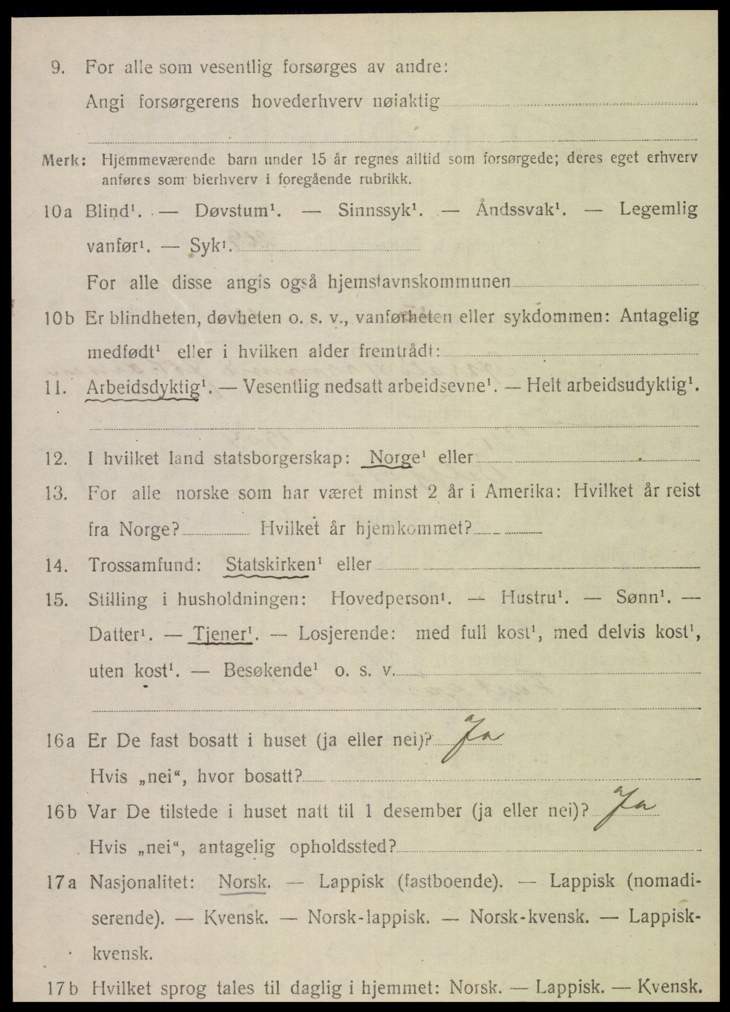 SAT, 1920 census for Velfjord, 1920, p. 1120