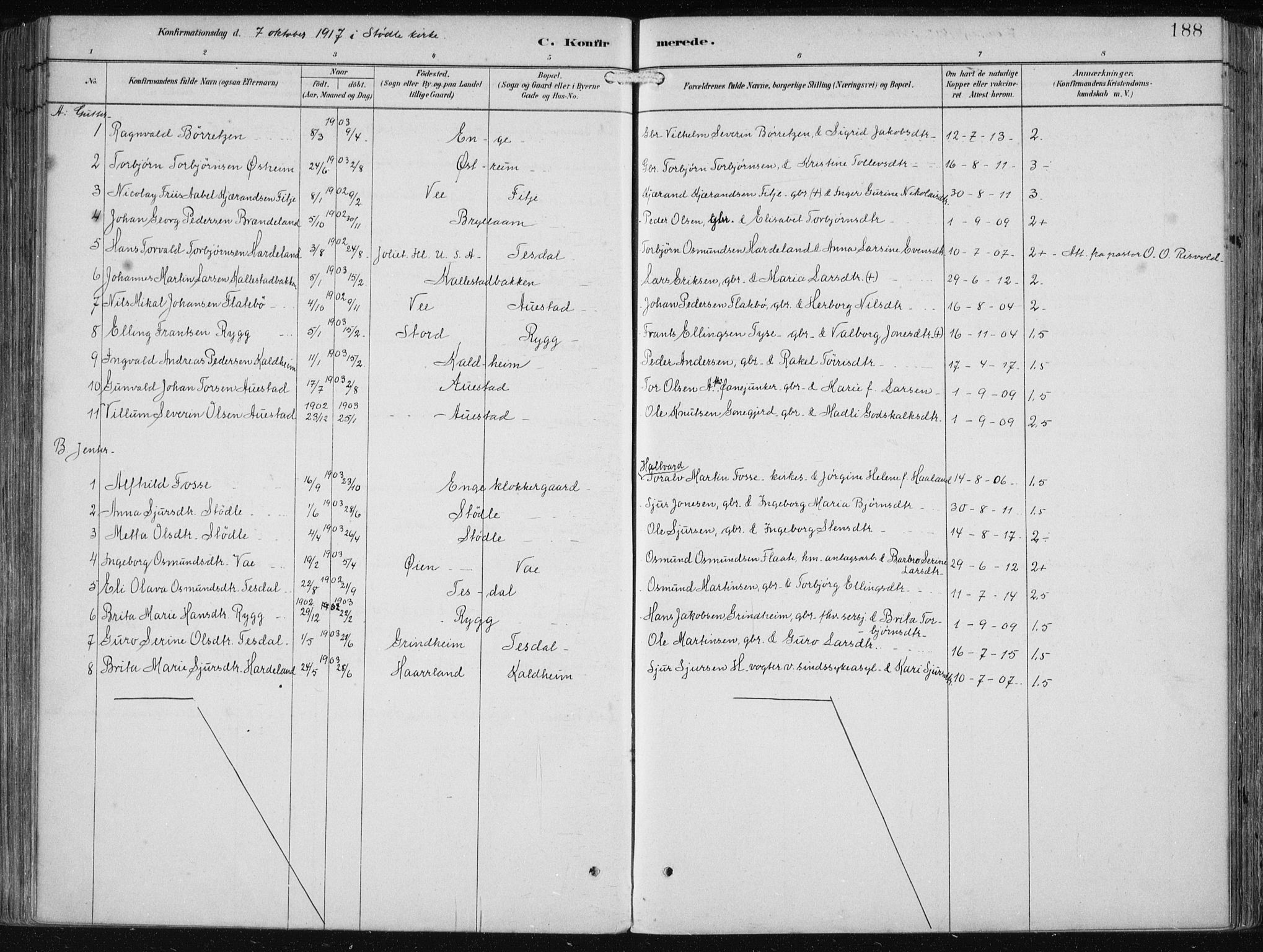 Etne sokneprestembete, SAB/A-75001/H/Haa: Parish register (official) no. B  1, 1879-1919, p. 188