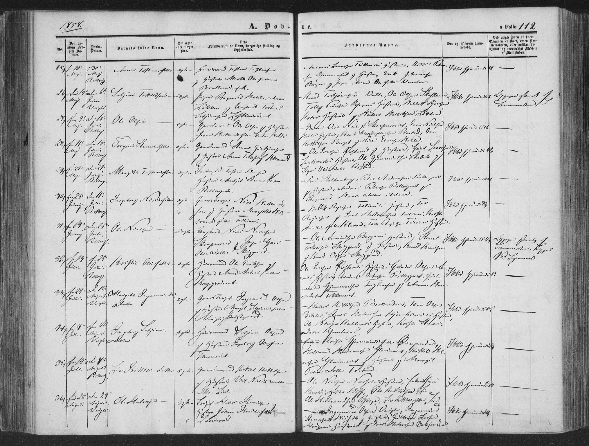 Rollag kirkebøker, AV/SAKO-A-240/F/Fa/L0008: Parish register (official) no. I 8, 1847-1860, p. 112