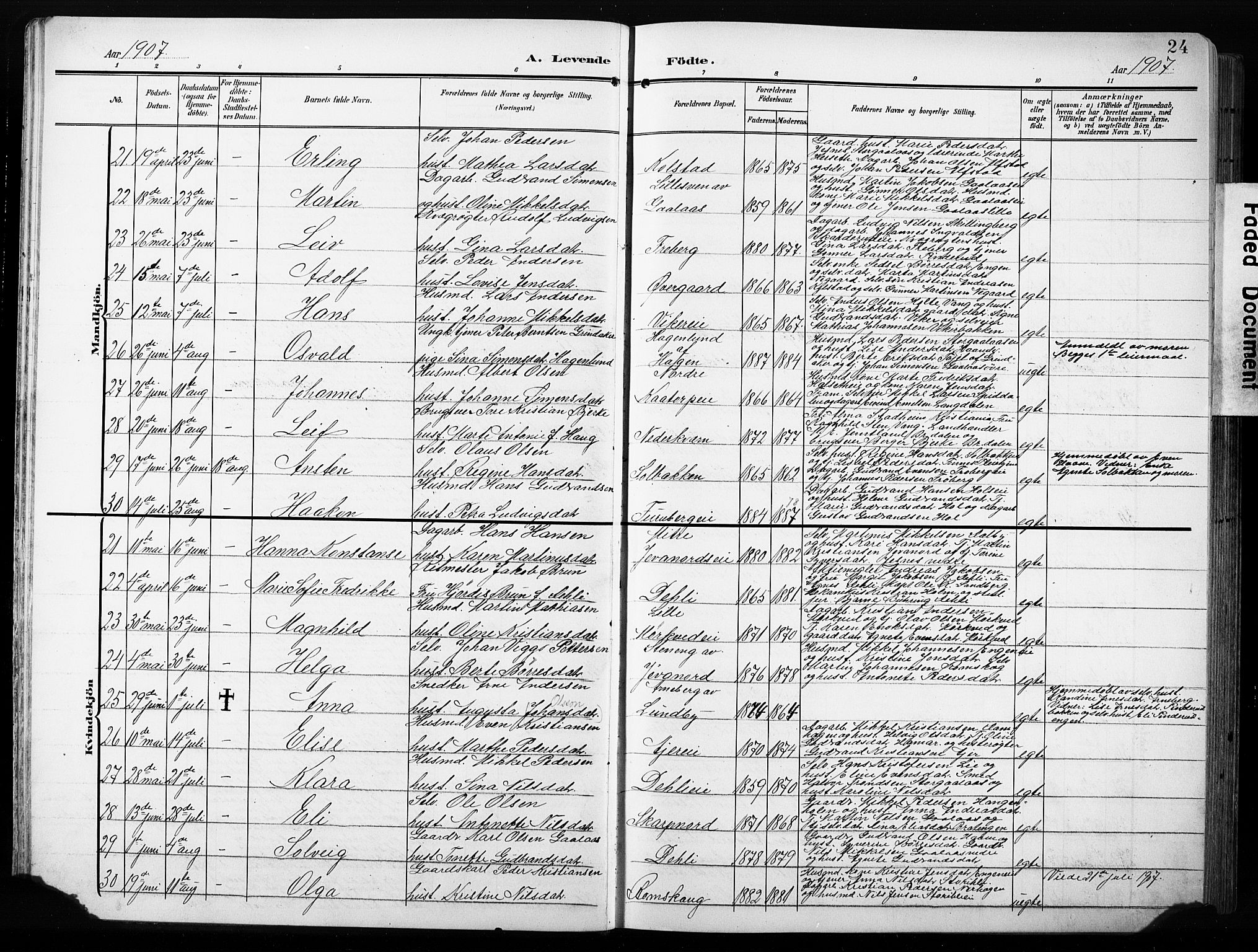 Furnes prestekontor, AV/SAH-PREST-012/L/La/L0001: Parish register (copy) no. 1, 1904-1933, p. 24