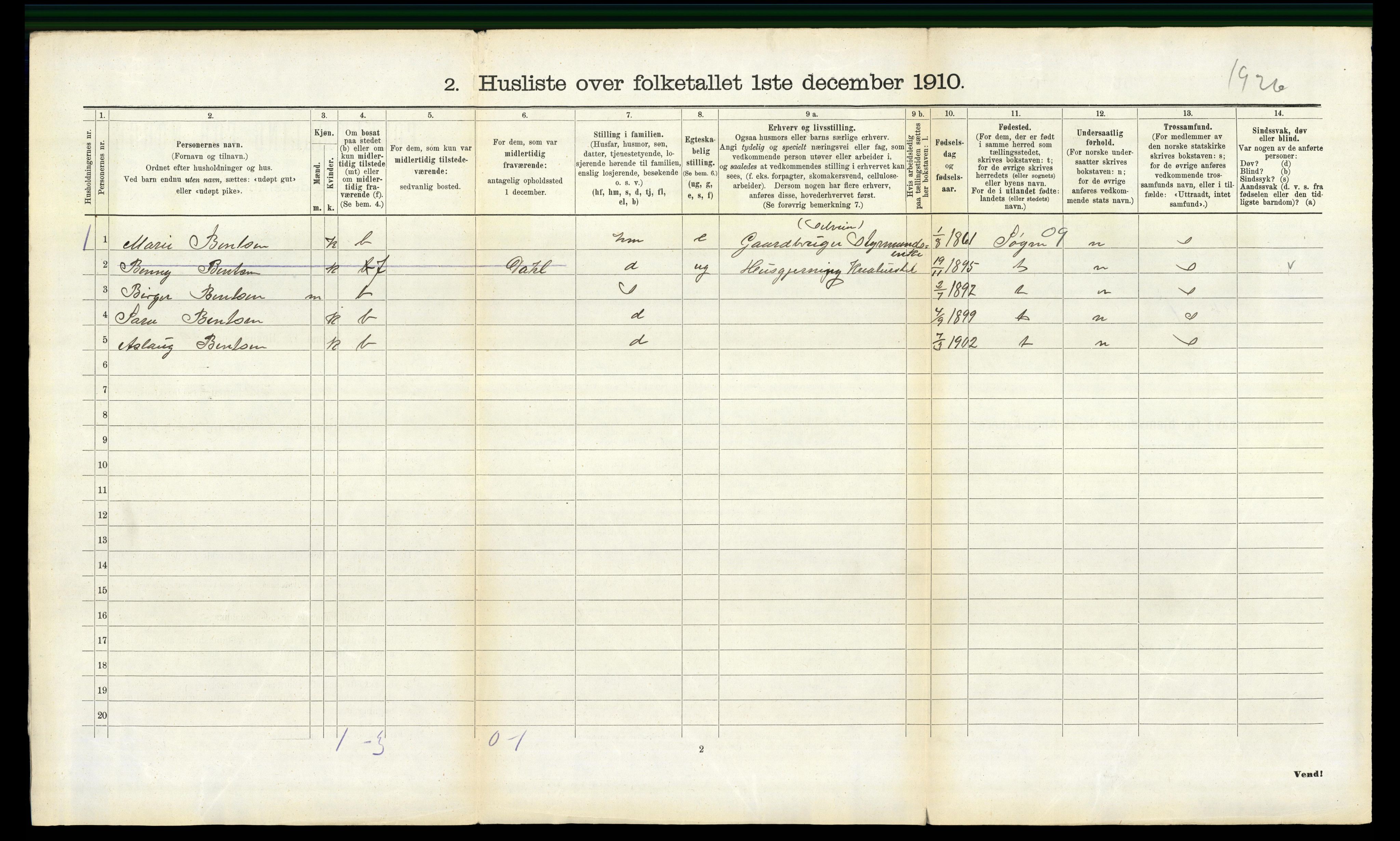 RA, 1910 census for Halse og Harkmark, 1910, p. 1333