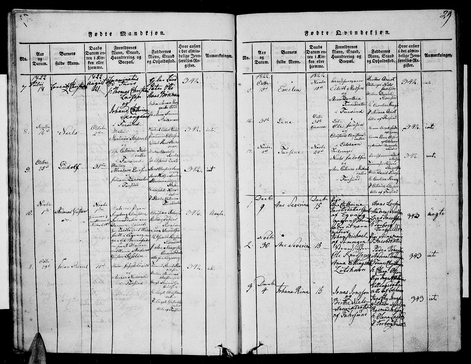 Farsund sokneprestkontor, AV/SAK-1111-0009/F/Fa/L0002: Parish register (official) no. A 2, 1815-1836, p. 29