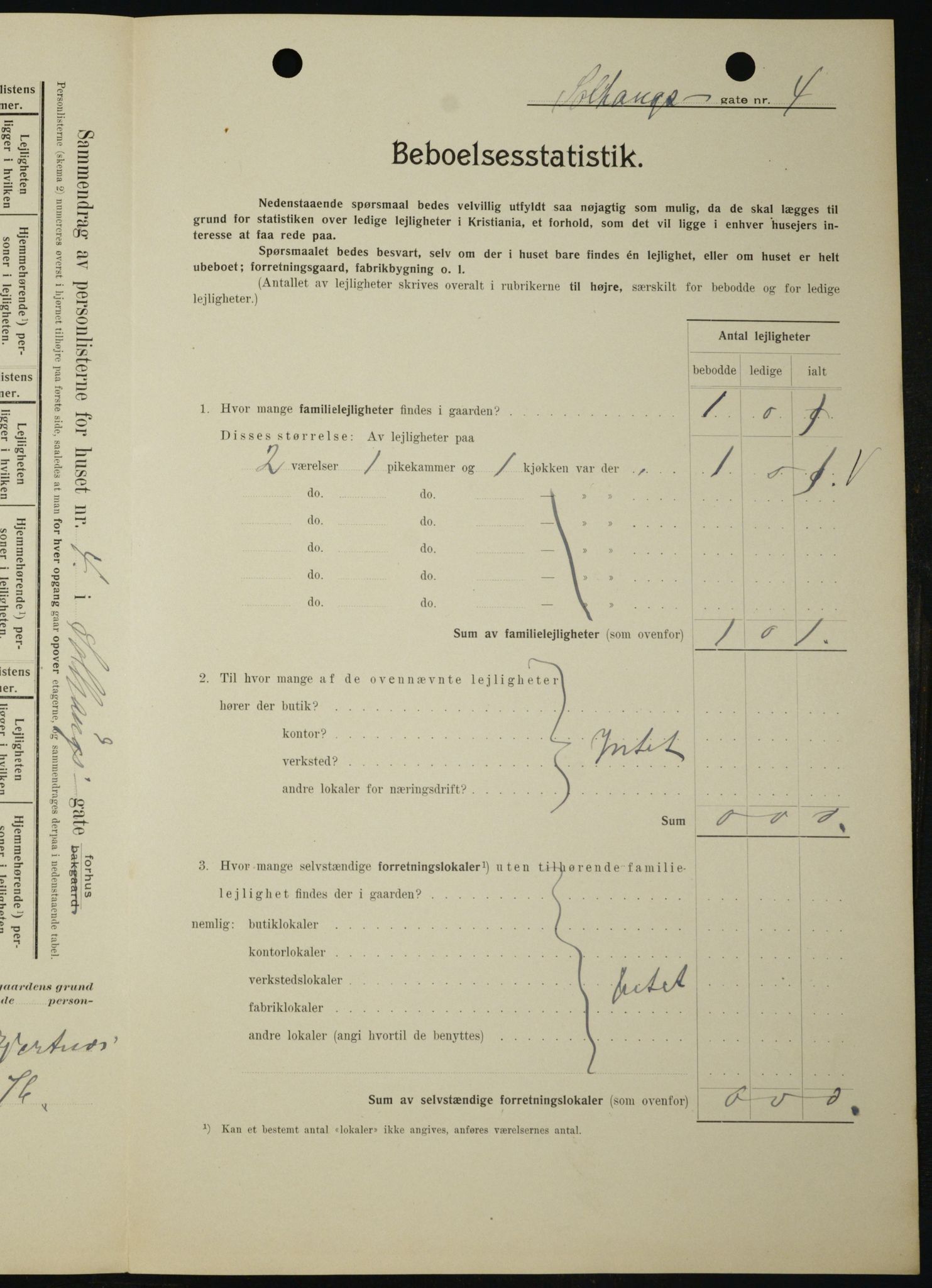 OBA, Municipal Census 1909 for Kristiania, 1909, p. 90147