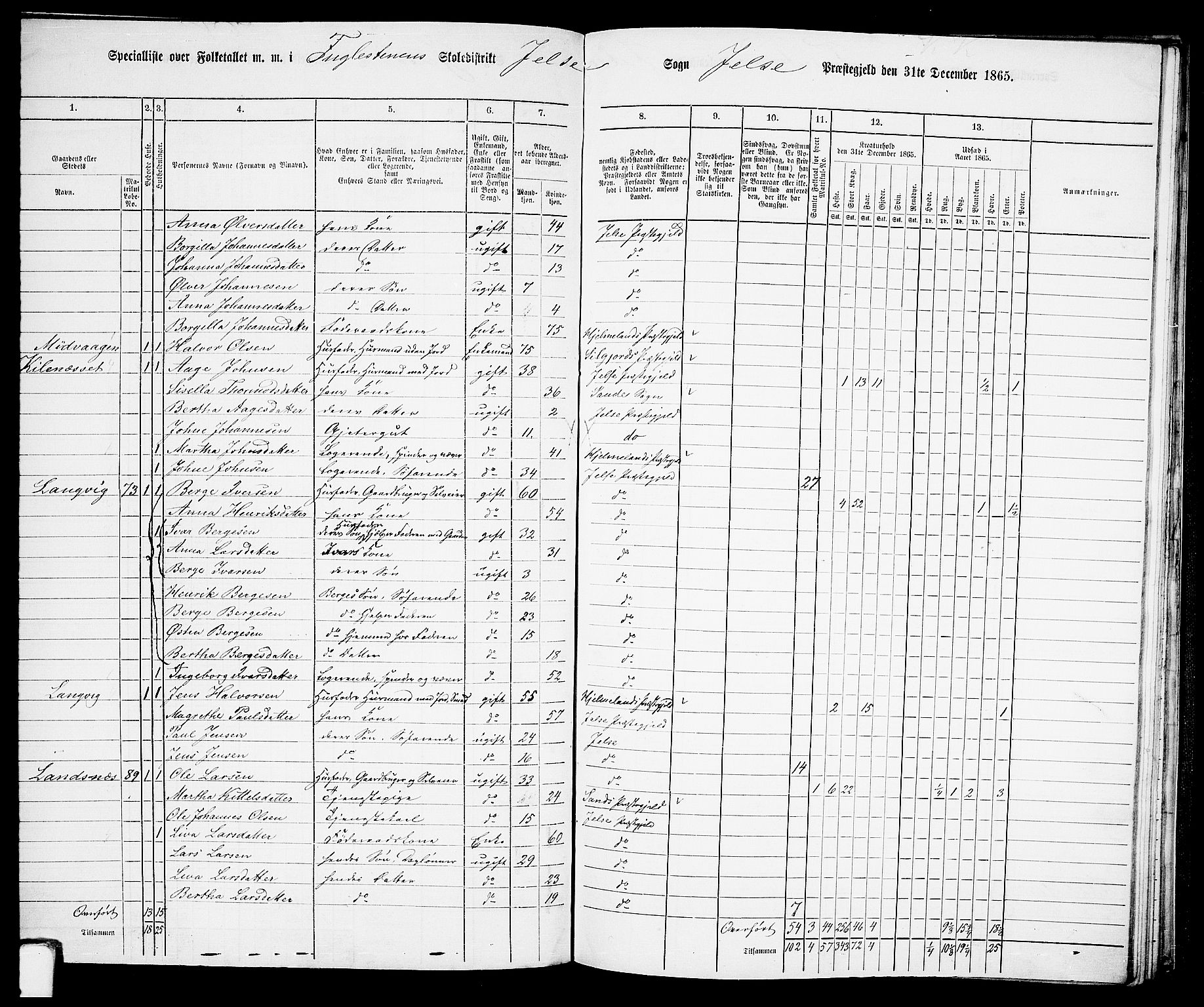 RA, 1865 census for Jelsa, 1865, p. 86