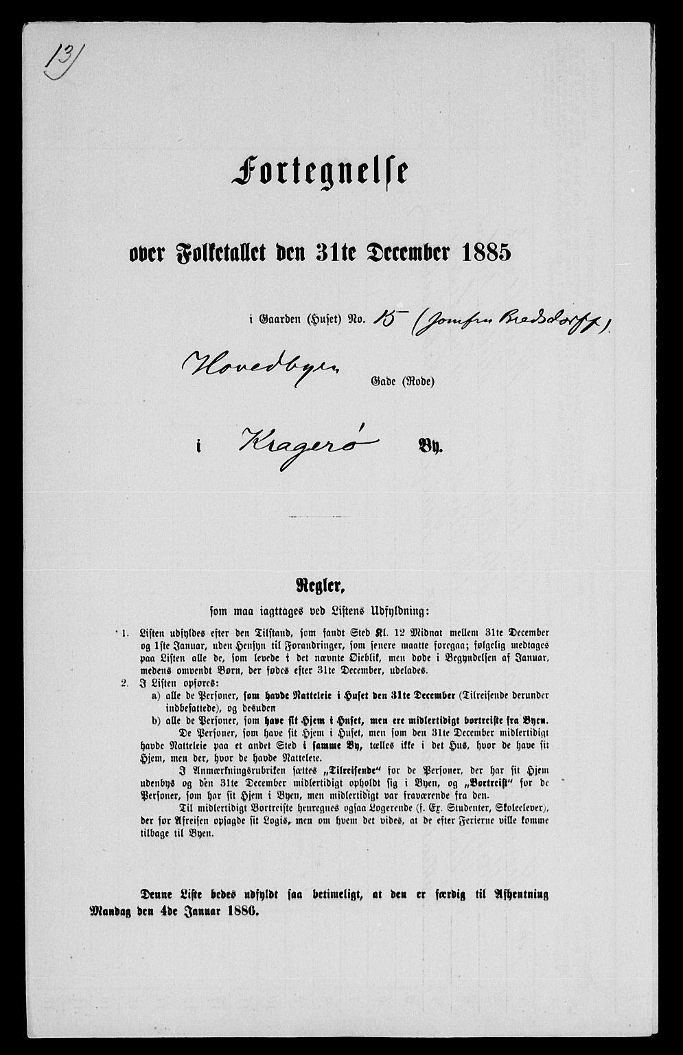 SAKO, 1885 census for 0801 Kragerø, 1885, p. 1057