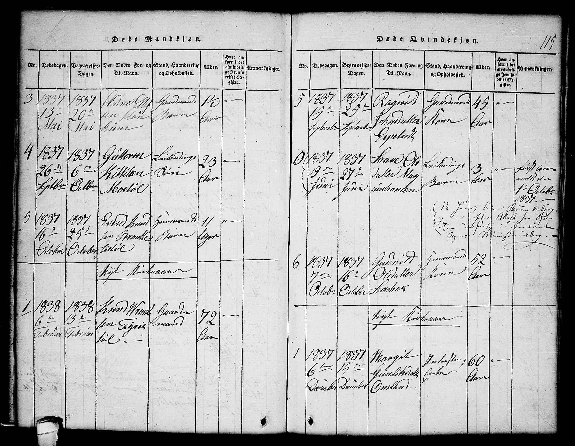 Lårdal kirkebøker, SAKO/A-284/G/Gc/L0001: Parish register (copy) no. III 1, 1815-1854, p. 115