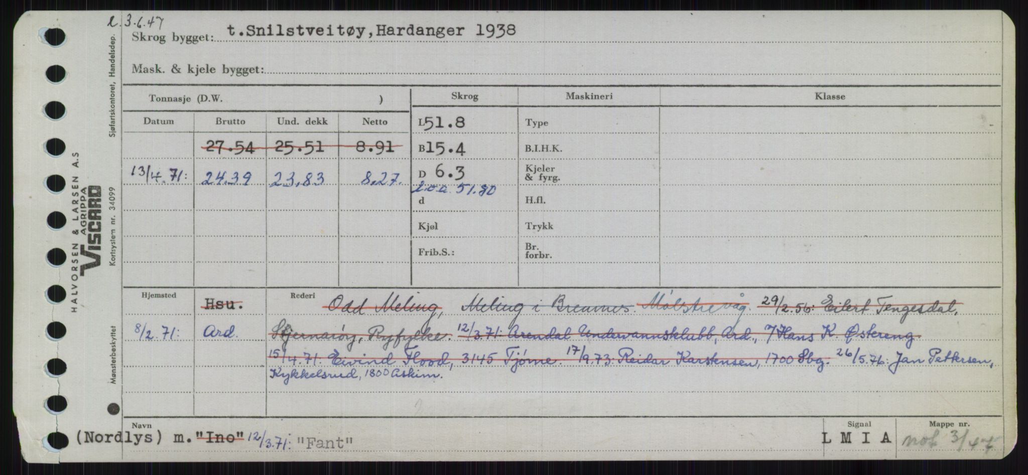 Sjøfartsdirektoratet med forløpere, Skipsmålingen, RA/S-1627/H/Ha/L0002/0001: Fartøy, Eik-Hill / Fartøy, Eik-F, p. 299