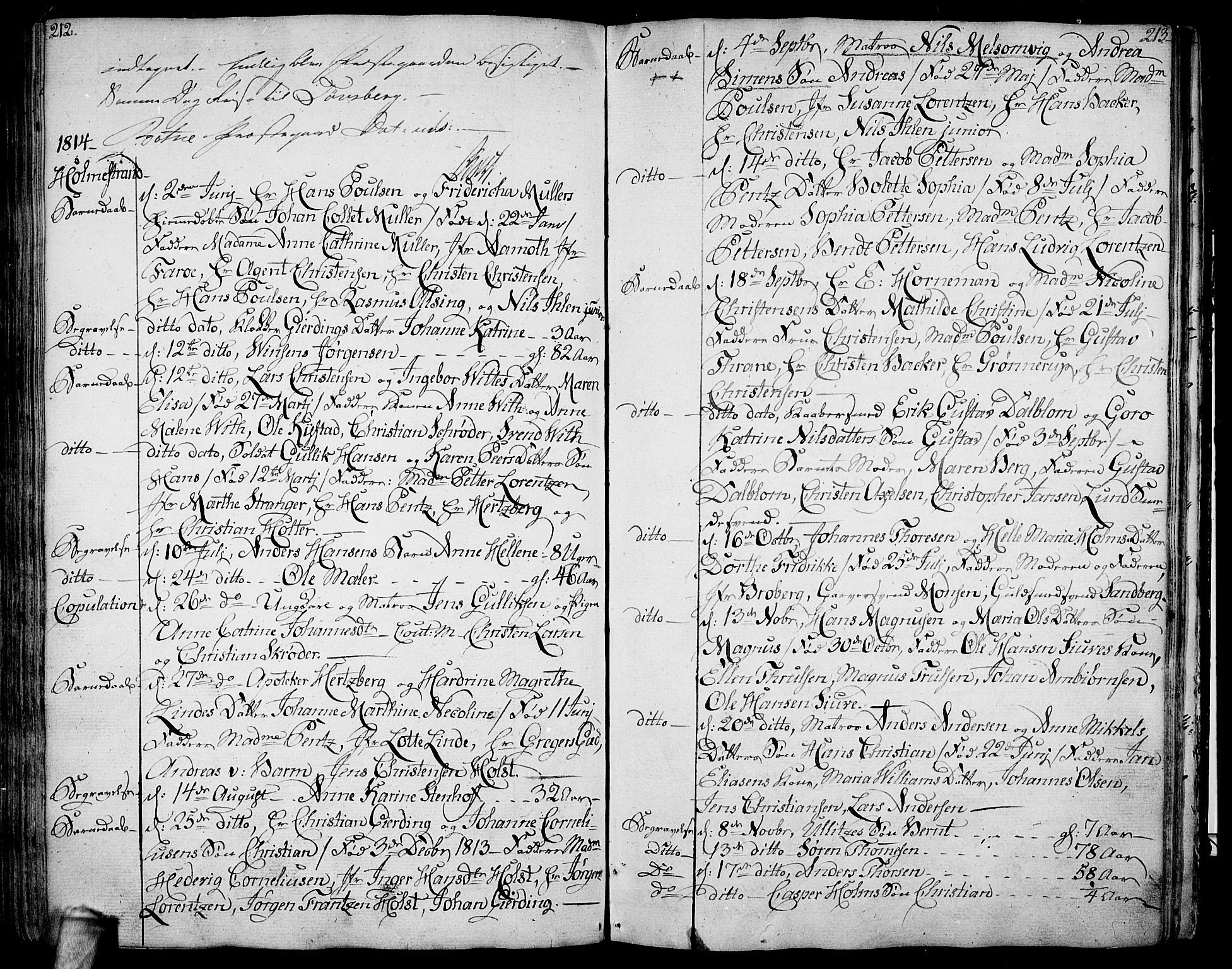 Botne kirkebøker, AV/SAKO-A-340/F/Fa/L0003: Parish register (official) no. I 3 /1, 1792-1844, p. 212-213